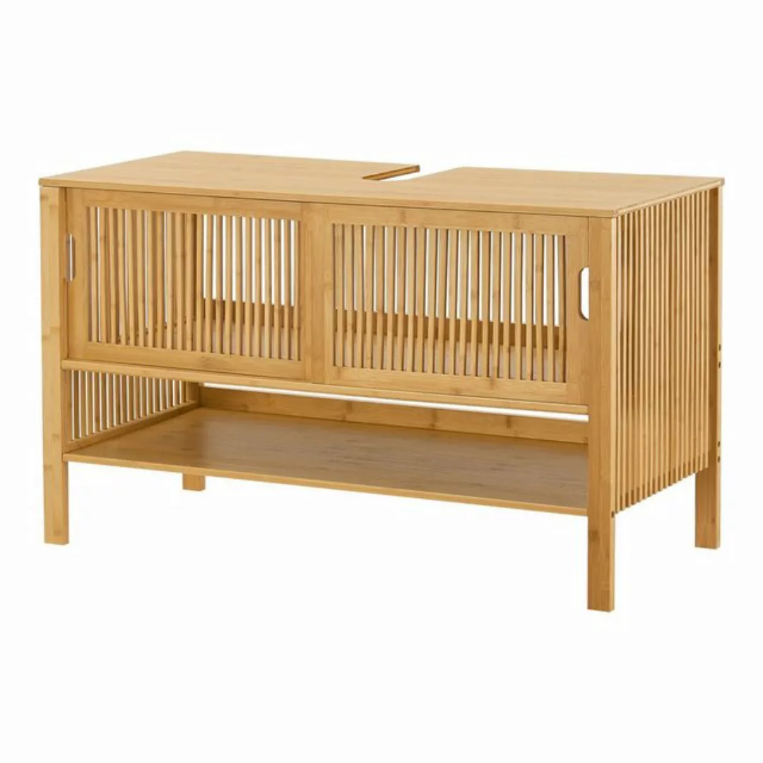 en.casa Waschbeckenunterschrank »Hvaler« Unterschrank 60x100x45cm Bambus günstig online kaufen