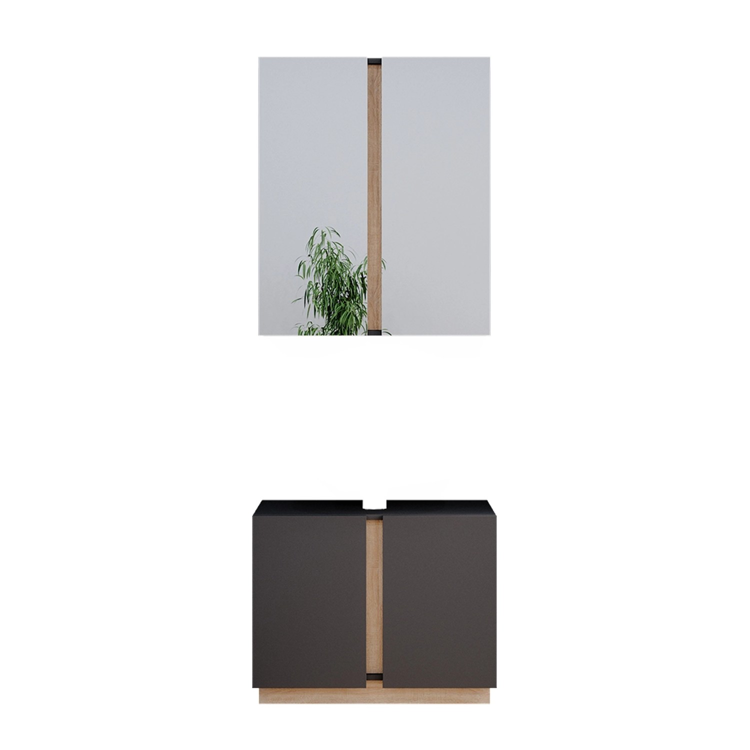 Vicco Badmöbel-Set Gloria, Anthrazit/Sonoma, 2 Teile, günstig online kaufen