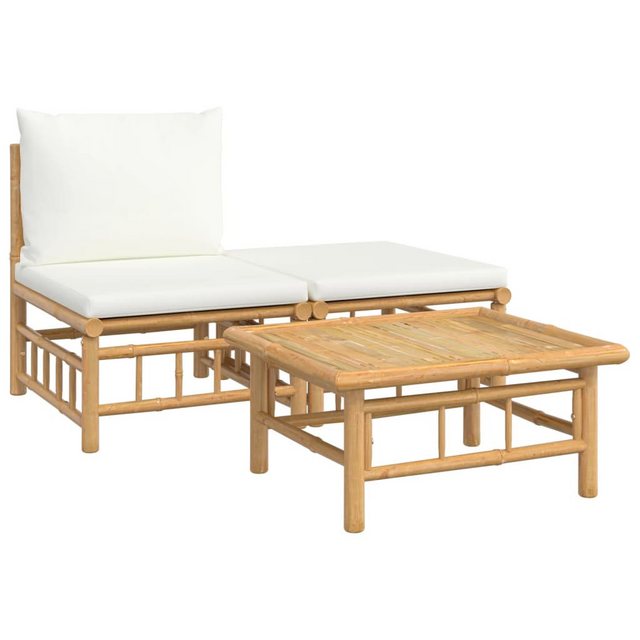 Vidaxl 3-tlg. Garten-lounge-set Mit Kissen Creme Bambus günstig online kaufen