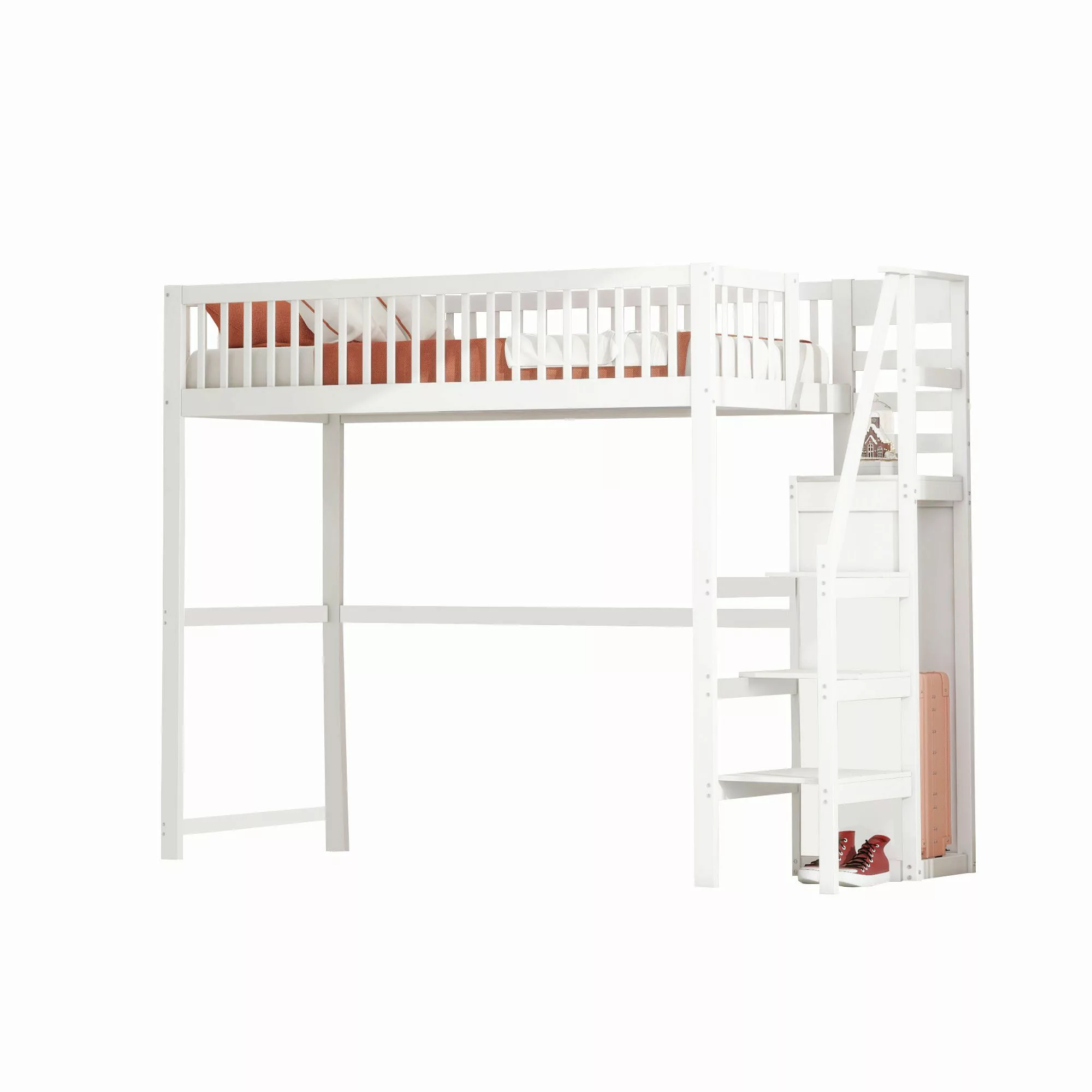 Flieks Hochbett Massivholz Kinderbett 90x200cm mit günstig online kaufen