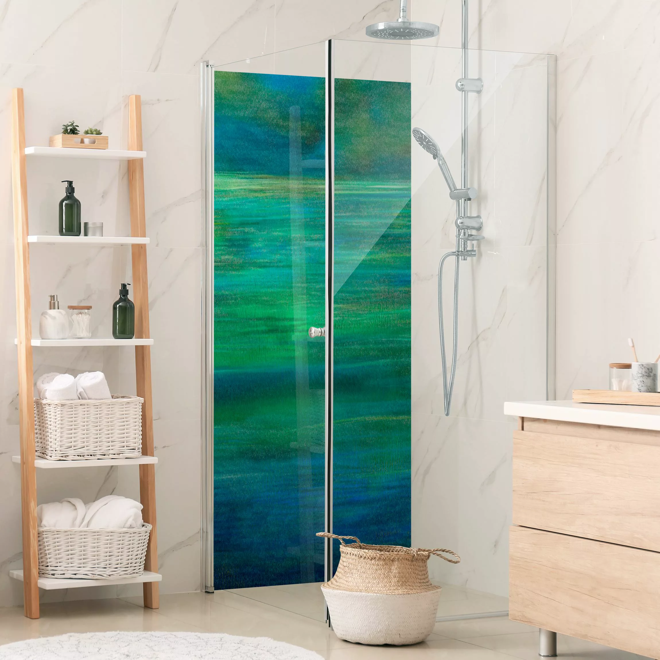 Duschrückwand Wasserspiegel in satten Farben günstig online kaufen