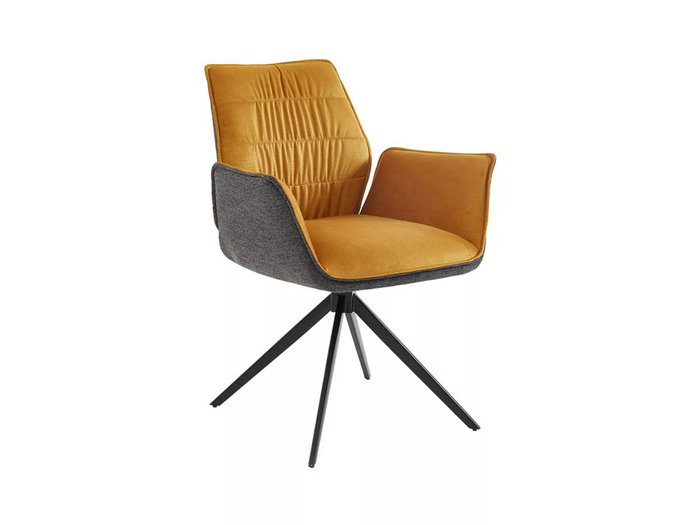 Stuhl mit Armlehnen - Stoff & Metall - Gelb & Anthrazitgrau - MARILA günstig online kaufen