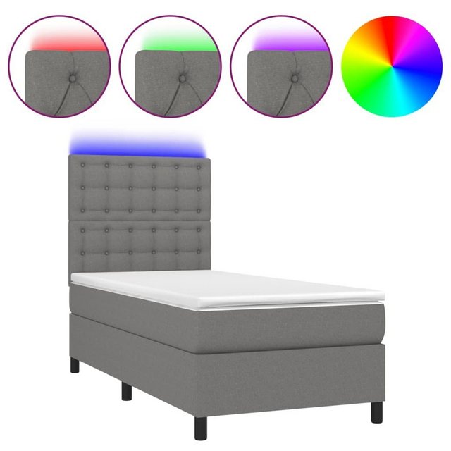 vidaXL Boxspringbett Boxspringbett mit Matratze LED Dunkelgrau 90x200 cm St günstig online kaufen