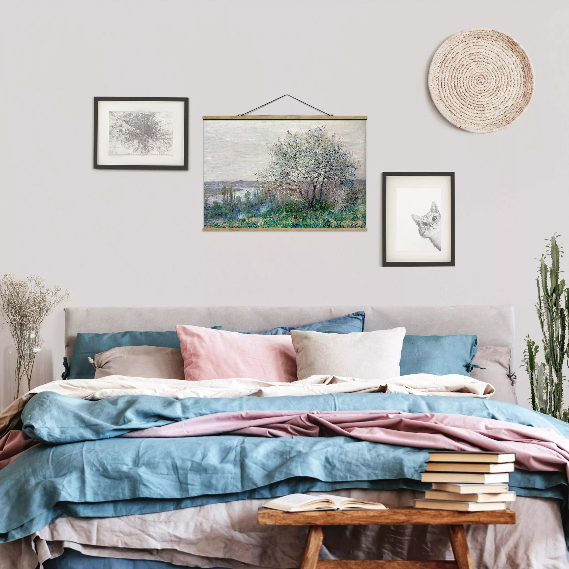 Stoffbild Kunstdruck mit Posterleisten - Querformat Claude Monet - Frühling günstig online kaufen