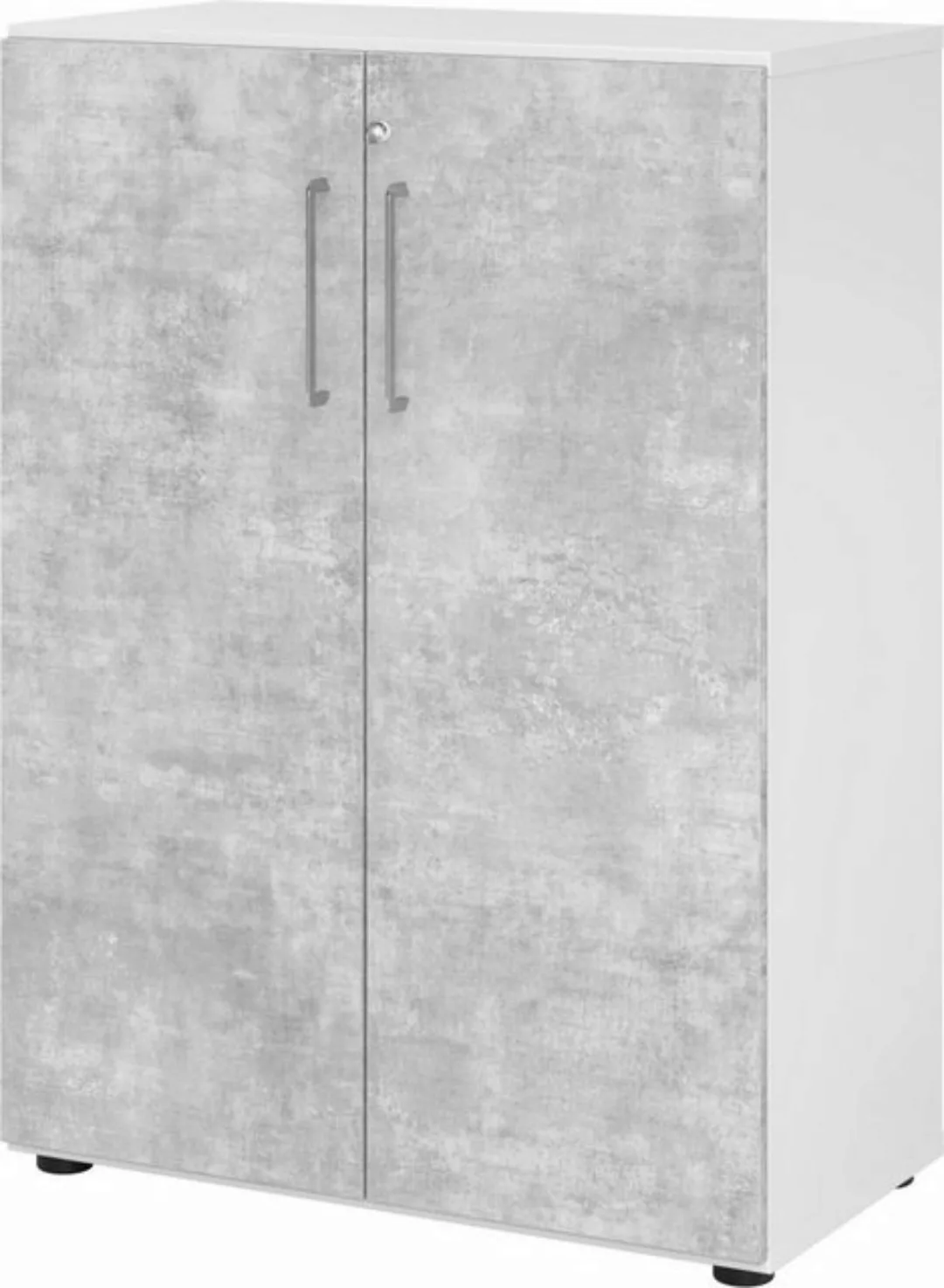 Aktenschrank Schrank Serie 9 3OH BxTxH 80x42x110cm Griff BS Weiß/Beton günstig online kaufen