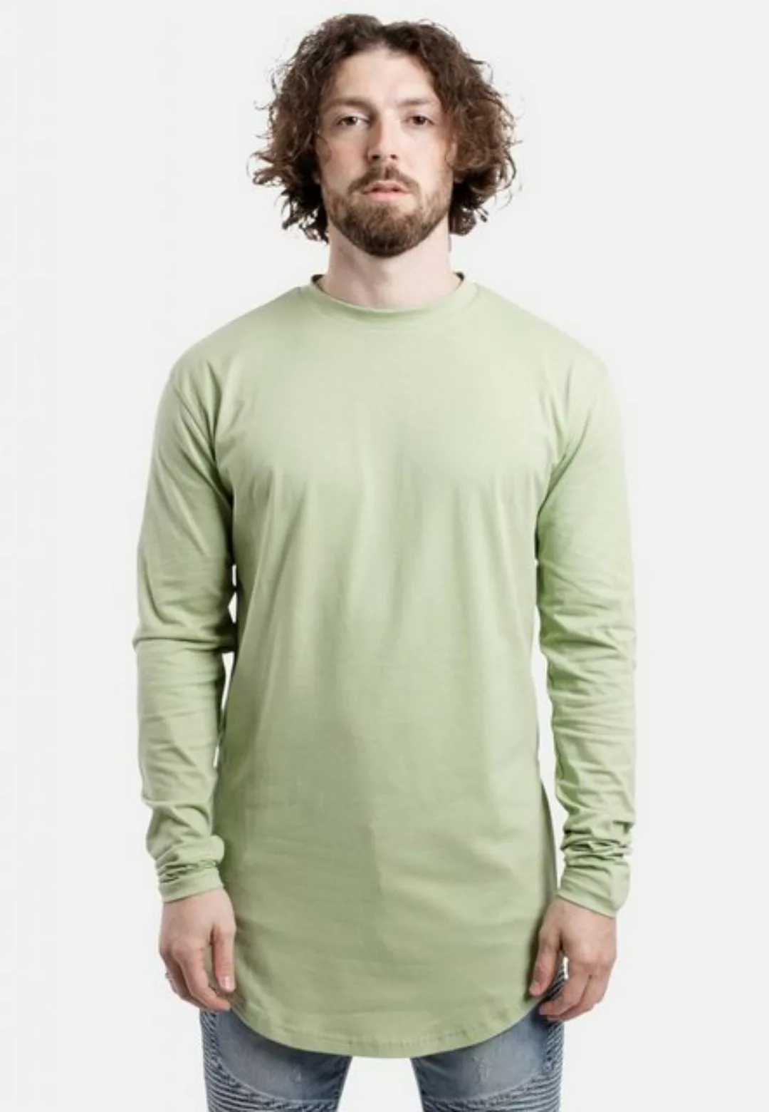 Blackskies T-Shirt Side Zip Langarm Longshirt T-Shirt Sage Green Large günstig online kaufen