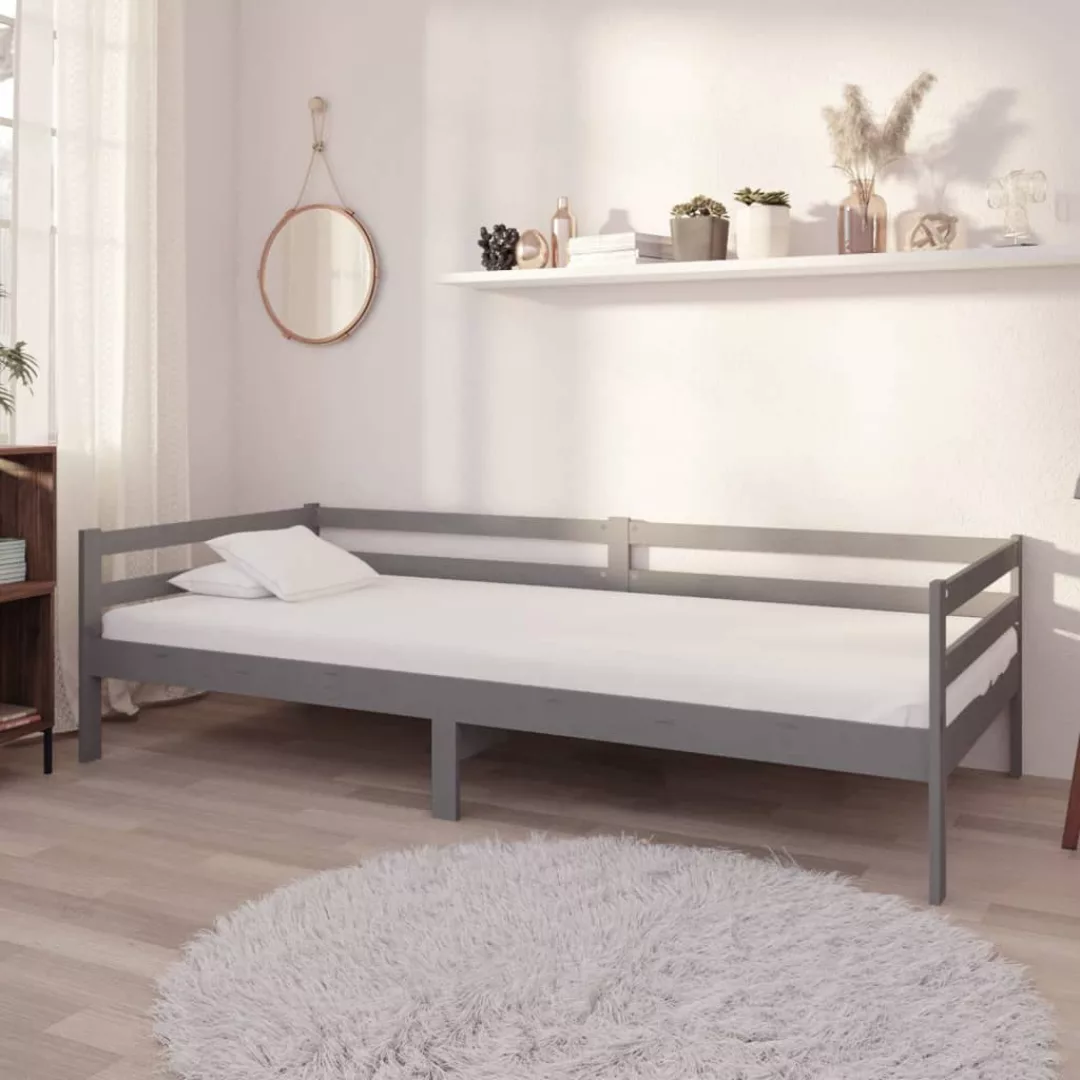 vidaXL Gästebett Tagesbett Gästebett mit Matratze 90x200 cm Grau Massivholz günstig online kaufen