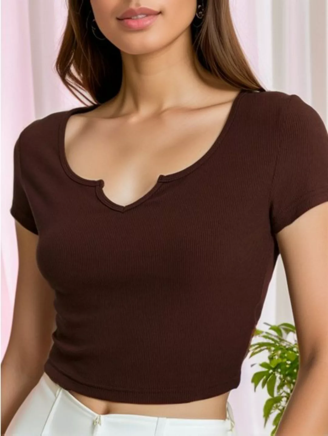 RUZU UG Blusentop Shirtbluse Damen-T-Shirt V-Ausschnitt,Kurzärmliges Oberte günstig online kaufen