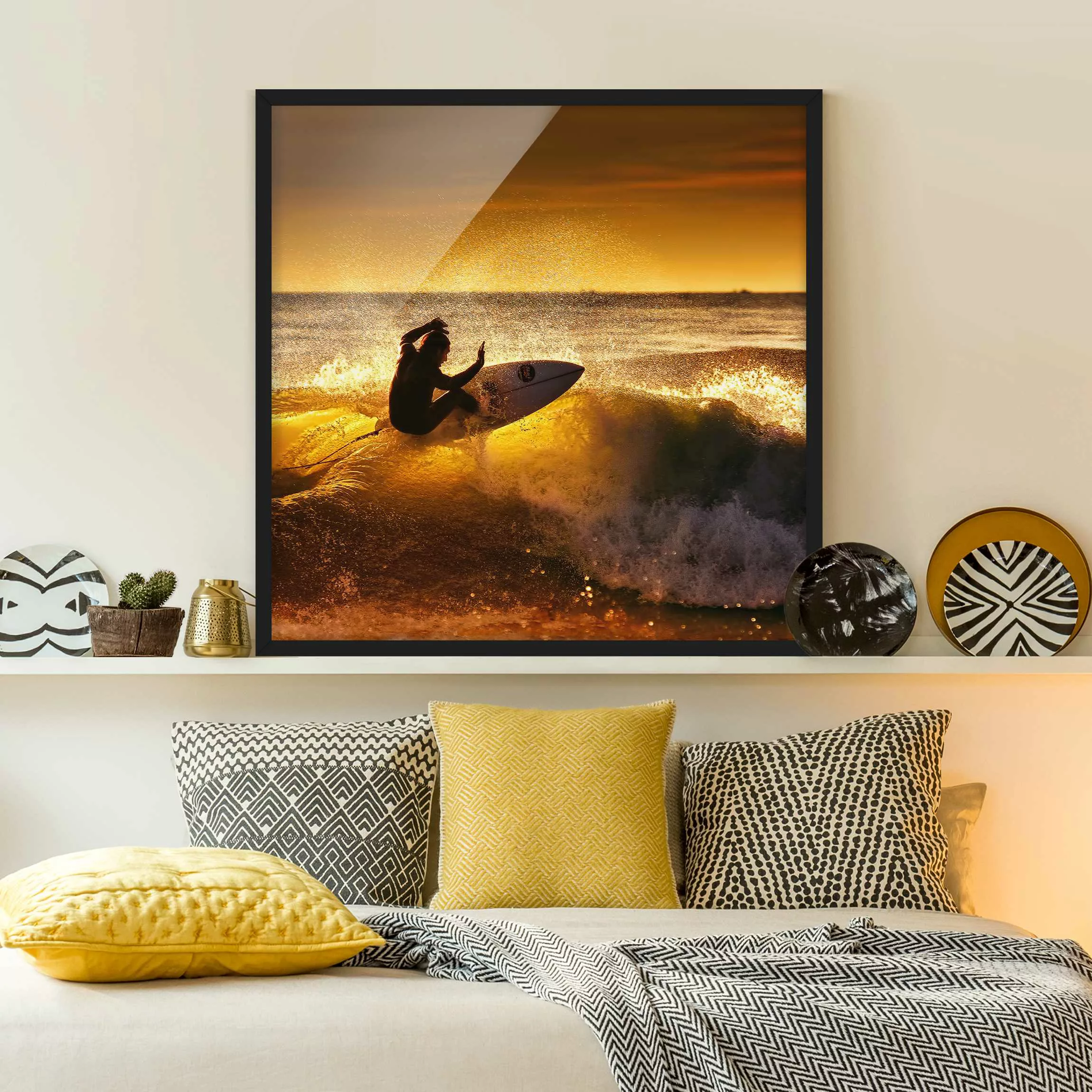 Bild mit Rahmen Natur & Landschaft - Quadrat Sun, Fun and Surf günstig online kaufen