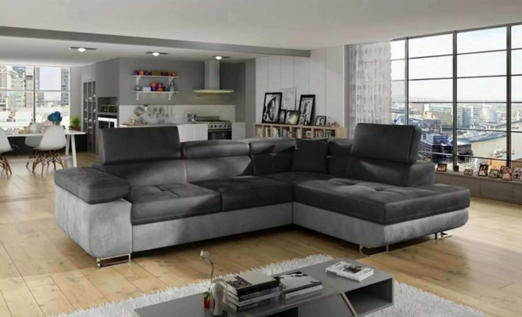 JVmoebel Schlafsofa Design Ecksofa Schlafsofa Bettfunktion Couch Textil Pol günstig online kaufen