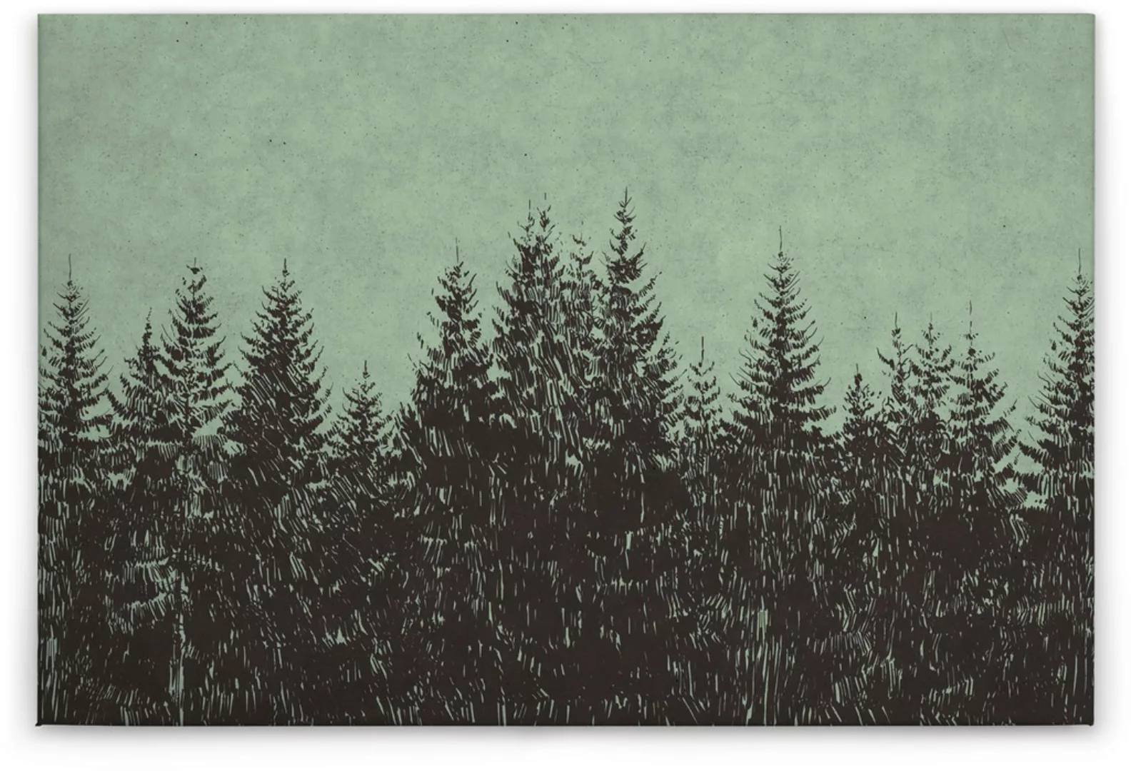 Bricoflor Leinwand Bild Mit Tannenwald Holzschnitt Bild Auf Leinwand In Dun günstig online kaufen