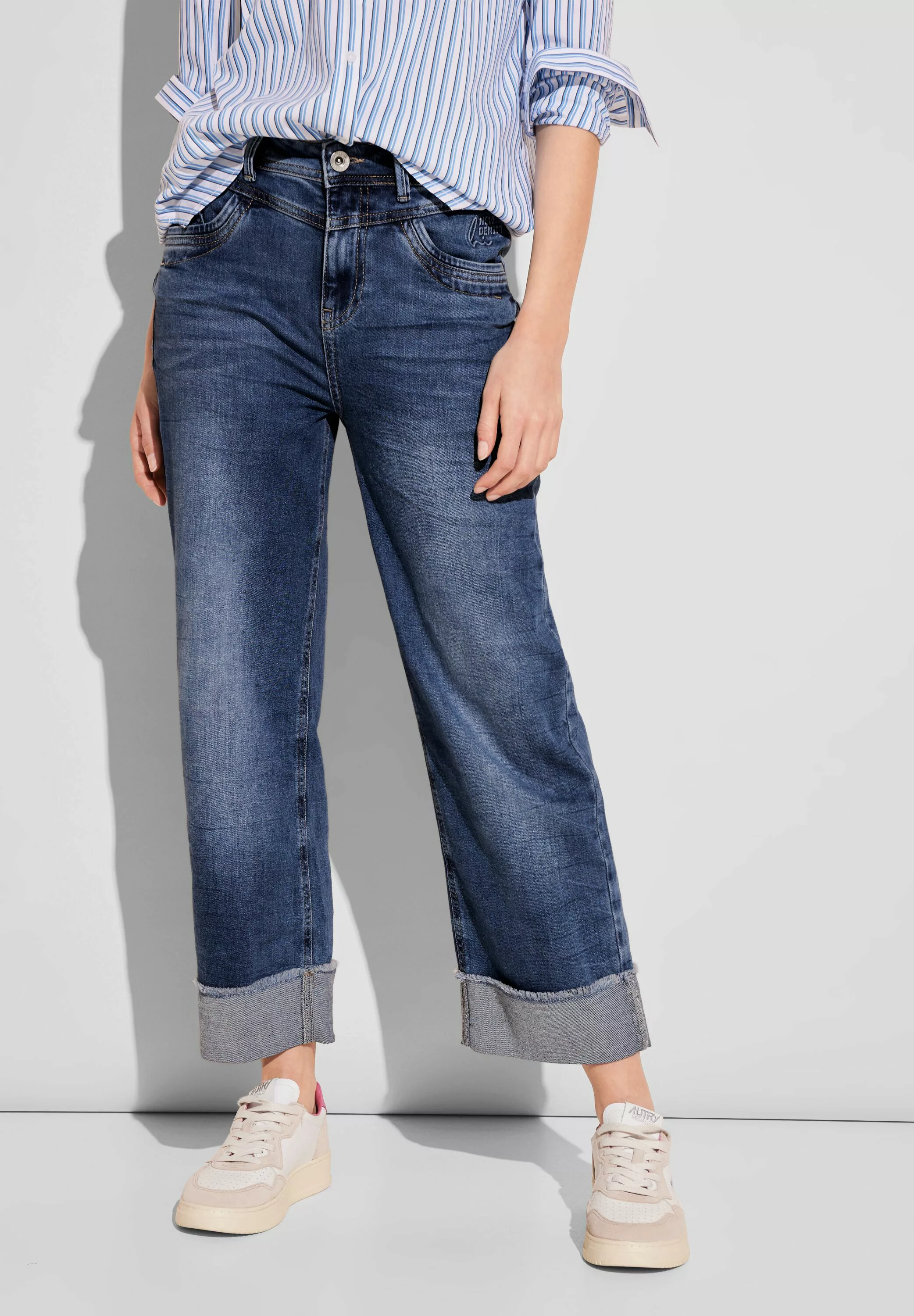 STREET ONE Straight-Jeans mit Löcher-Used-Look günstig online kaufen