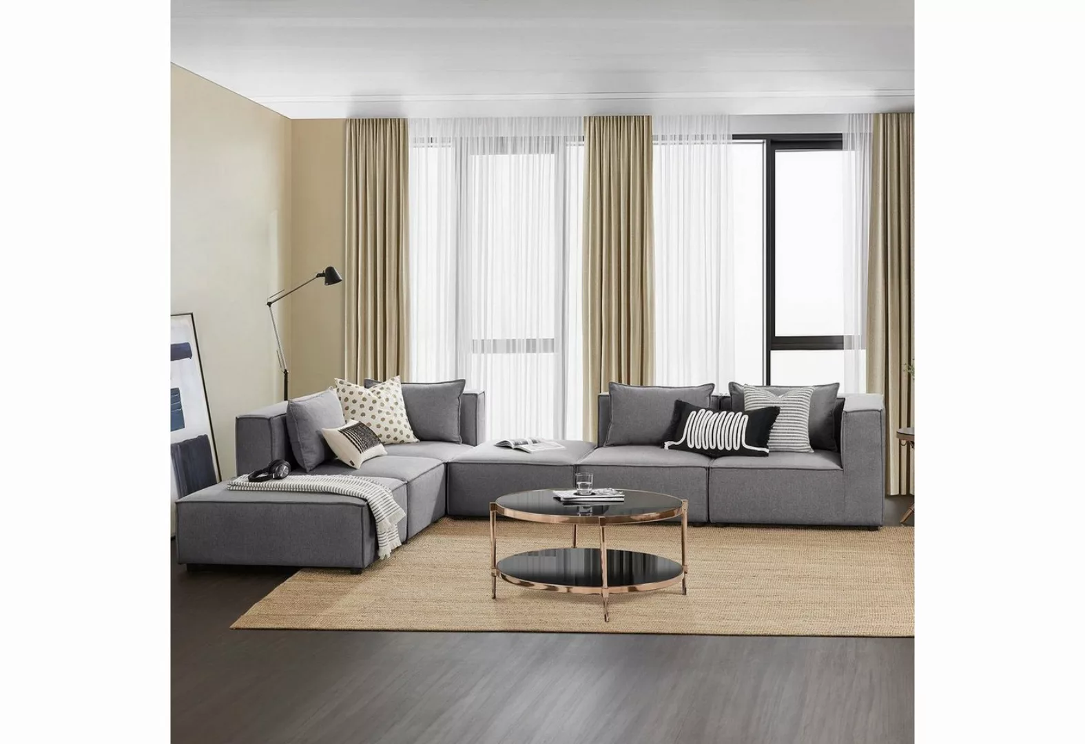 Juskys Wohnlandschaft Domas, 6 Teile, XXL, modulare Couch für Wohnzimmer, 2 günstig online kaufen