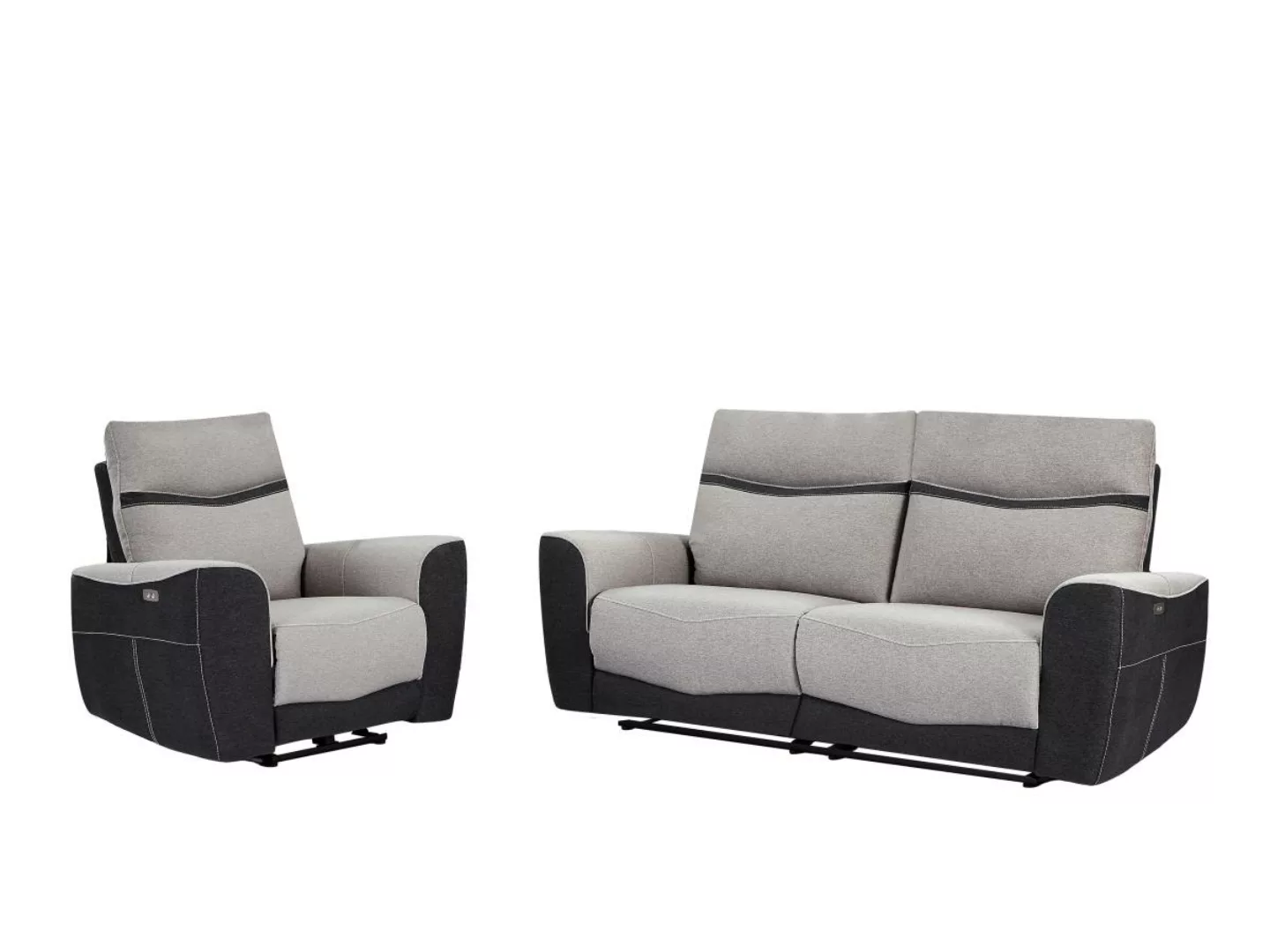 Relaxsofa 3-Sitzer & Relaxsessel elektrisch - Stoff - Grau & Anthrazit - DA günstig online kaufen