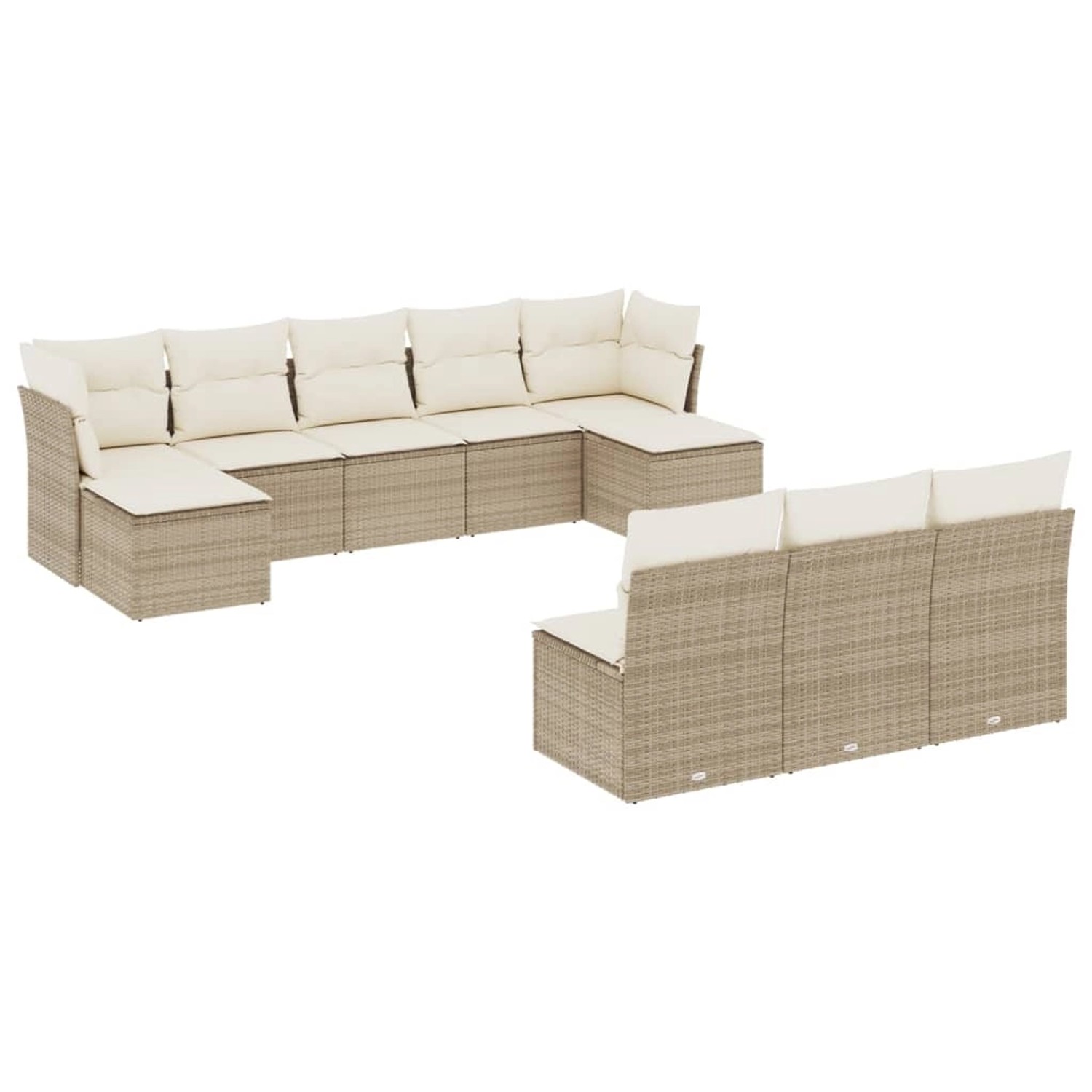 vidaXL 10-Tlg Garten-Sofagarnitur mit Kissen Beige Poly Rattan 3250127 günstig online kaufen