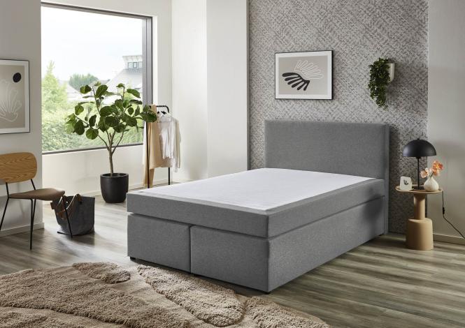Boxspringbett ca. 140x200 cm Bezug silber Bonellfederkern günstig online kaufen