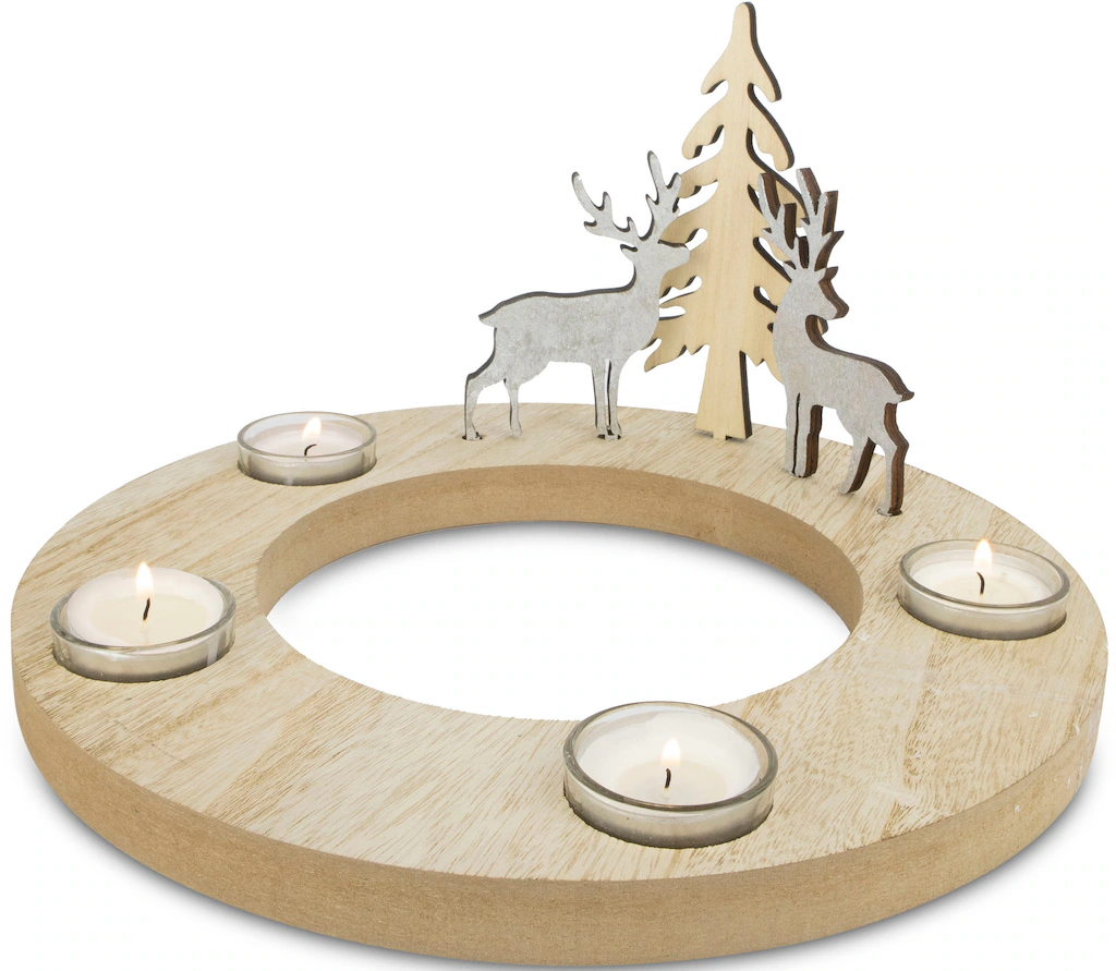 my home Adventsleuchter "Kerzenhalter Juna aus Holz", (1 St.), Adventskranz günstig online kaufen