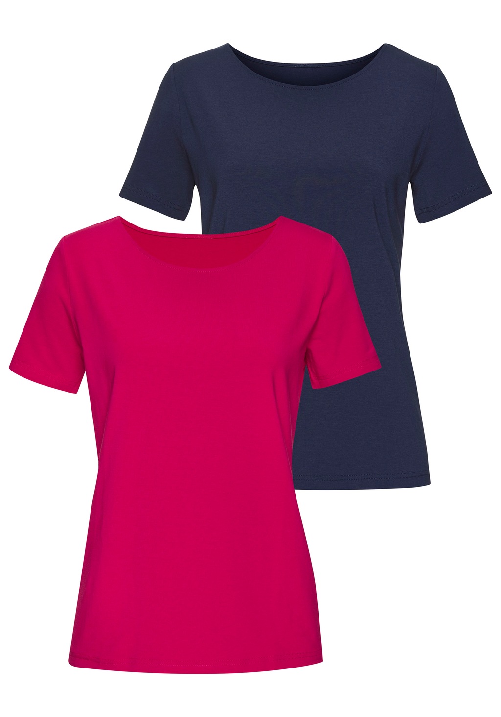 LASCANA T-Shirt "mit Rundhals-Ausschnitt", (2er-Pack), aus elastischer Baum günstig online kaufen