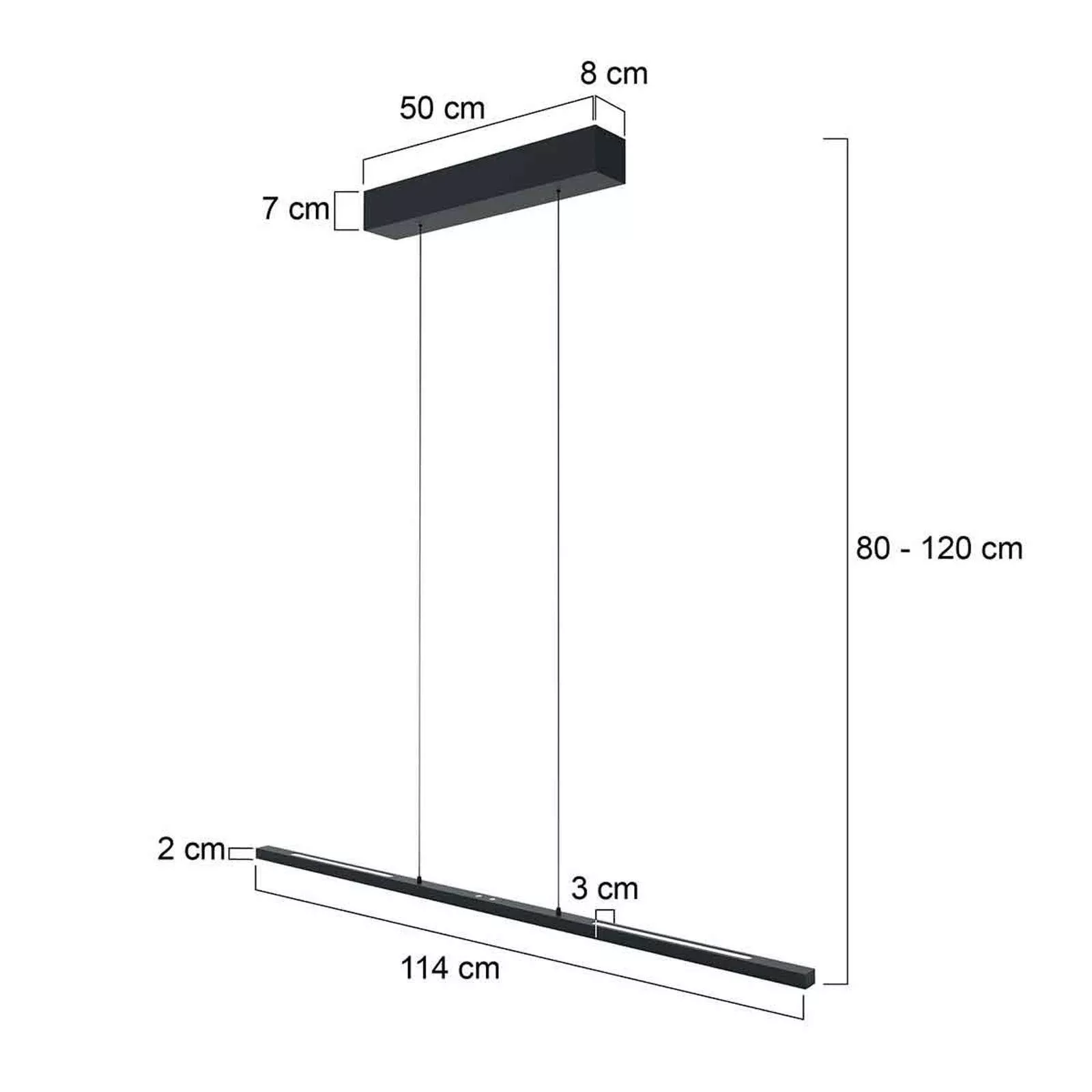 LED-Hängelampe Bande, up/down, schwarz, 120 cm, CCT, Dimmer günstig online kaufen