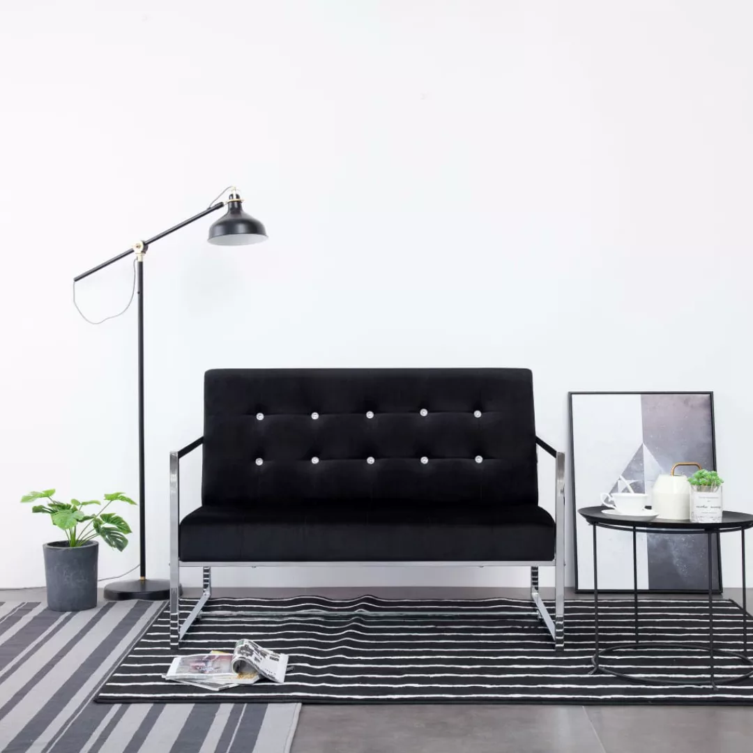 vidaXL Sofa 2-Sitzer-Sofa mit Armlehnen Schwarz Chrom und Samt Couch günstig online kaufen