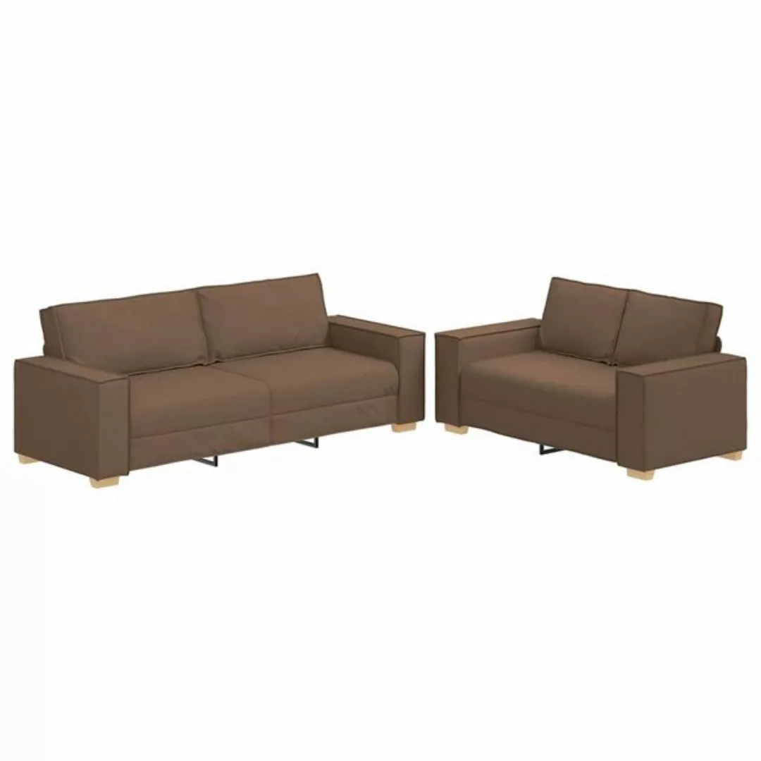 vidaXL Sofa 2-tlg. Sofagarnitur mit Kissen Braun Stoff günstig online kaufen