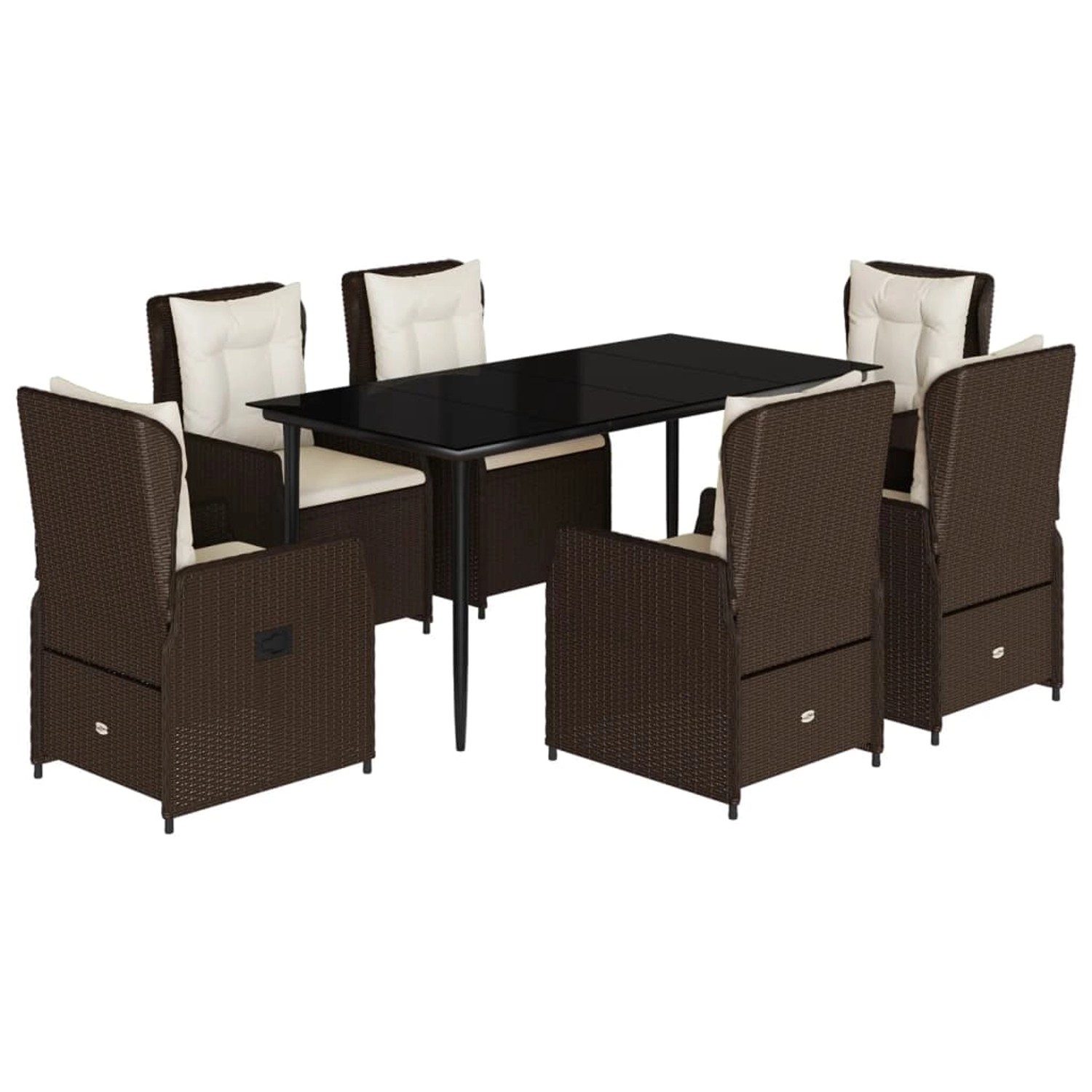 vidaXL 7-Tlg Garten-Essgruppe mit Kissen Braun Poly Rattan 3262844 günstig online kaufen