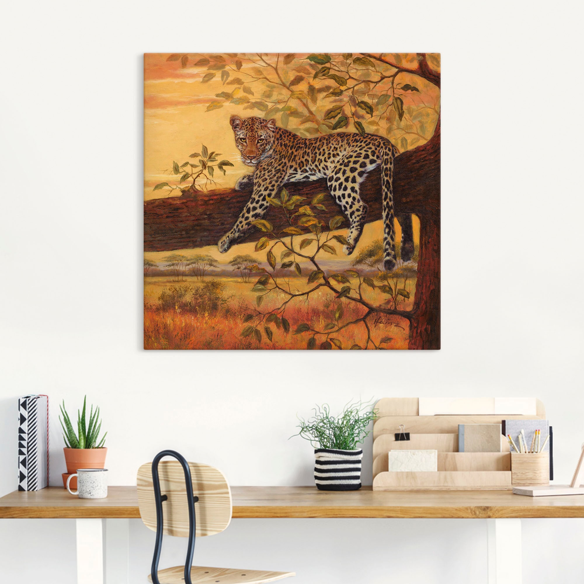 Artland Wandbild "Ruhender Leopard", Wildtiere, (1 St.), als Leinwandbild, günstig online kaufen