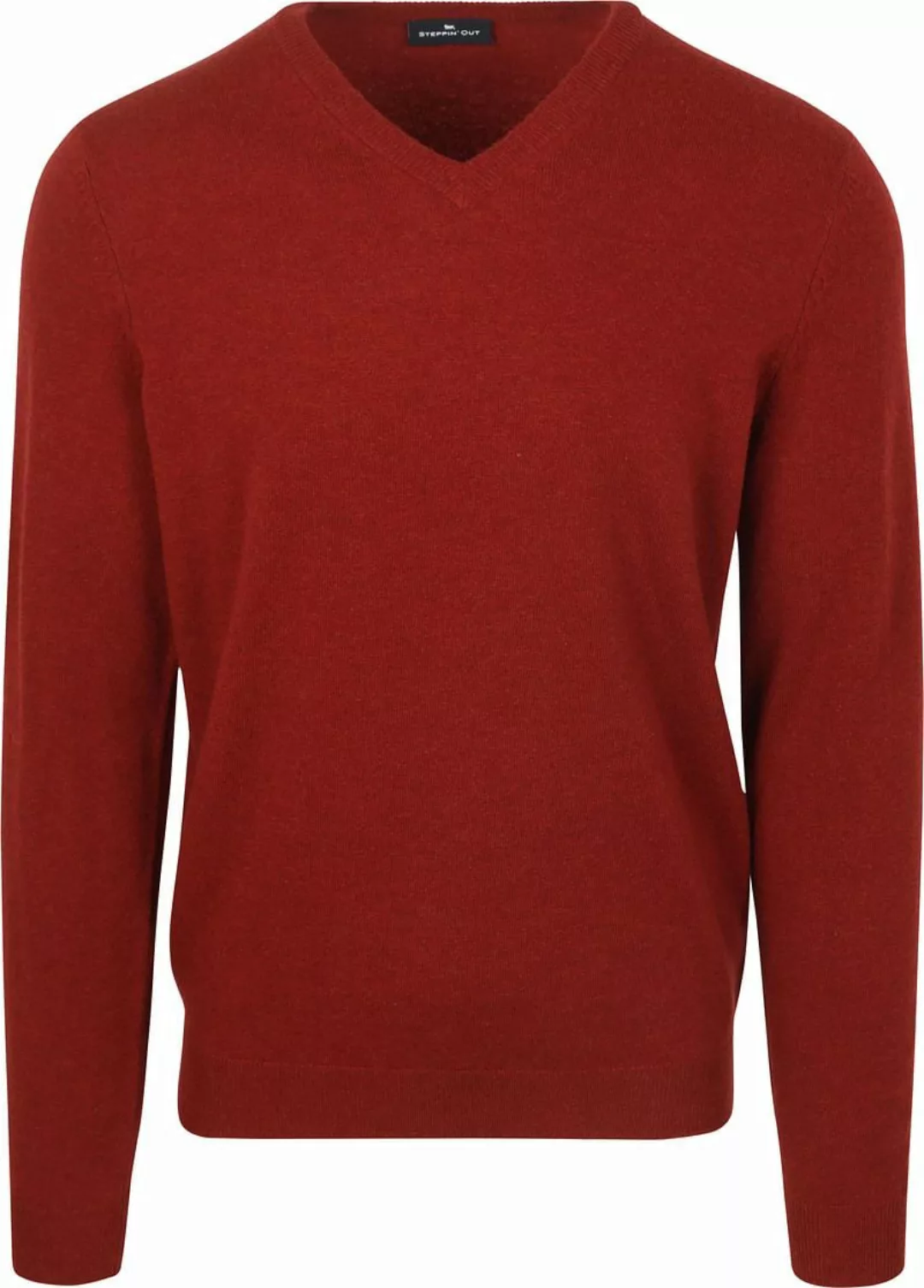 Steppin' Out Pullover V-Ausschnitt Merinowolle Rot - Größe M günstig online kaufen