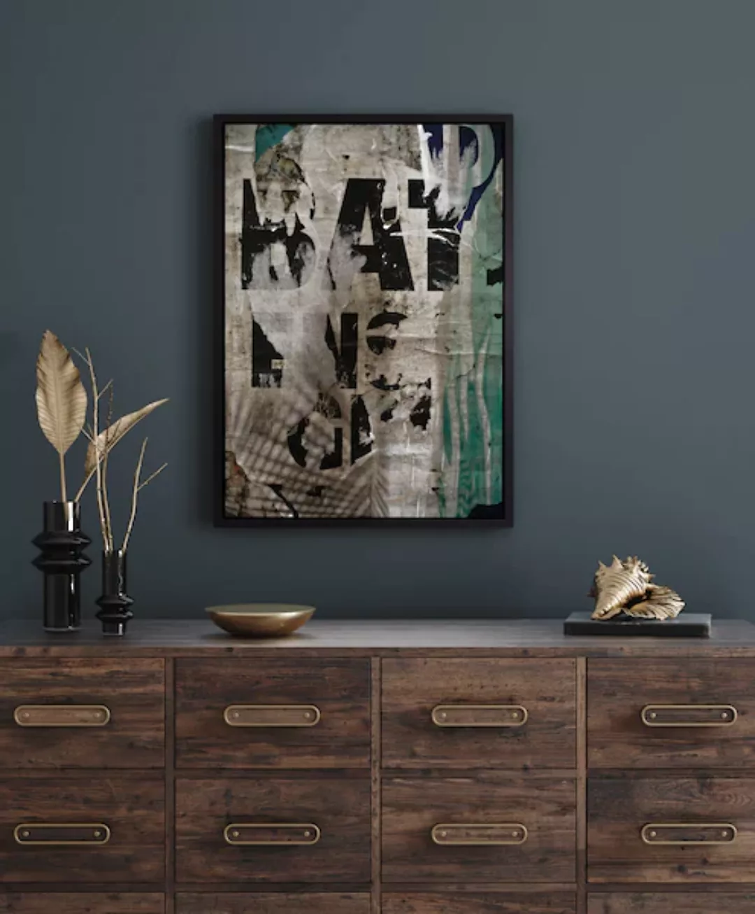 queence Leinwandbild "Abstrakt Buchstaben", Abstrakt, mit einem Schattenfug günstig online kaufen