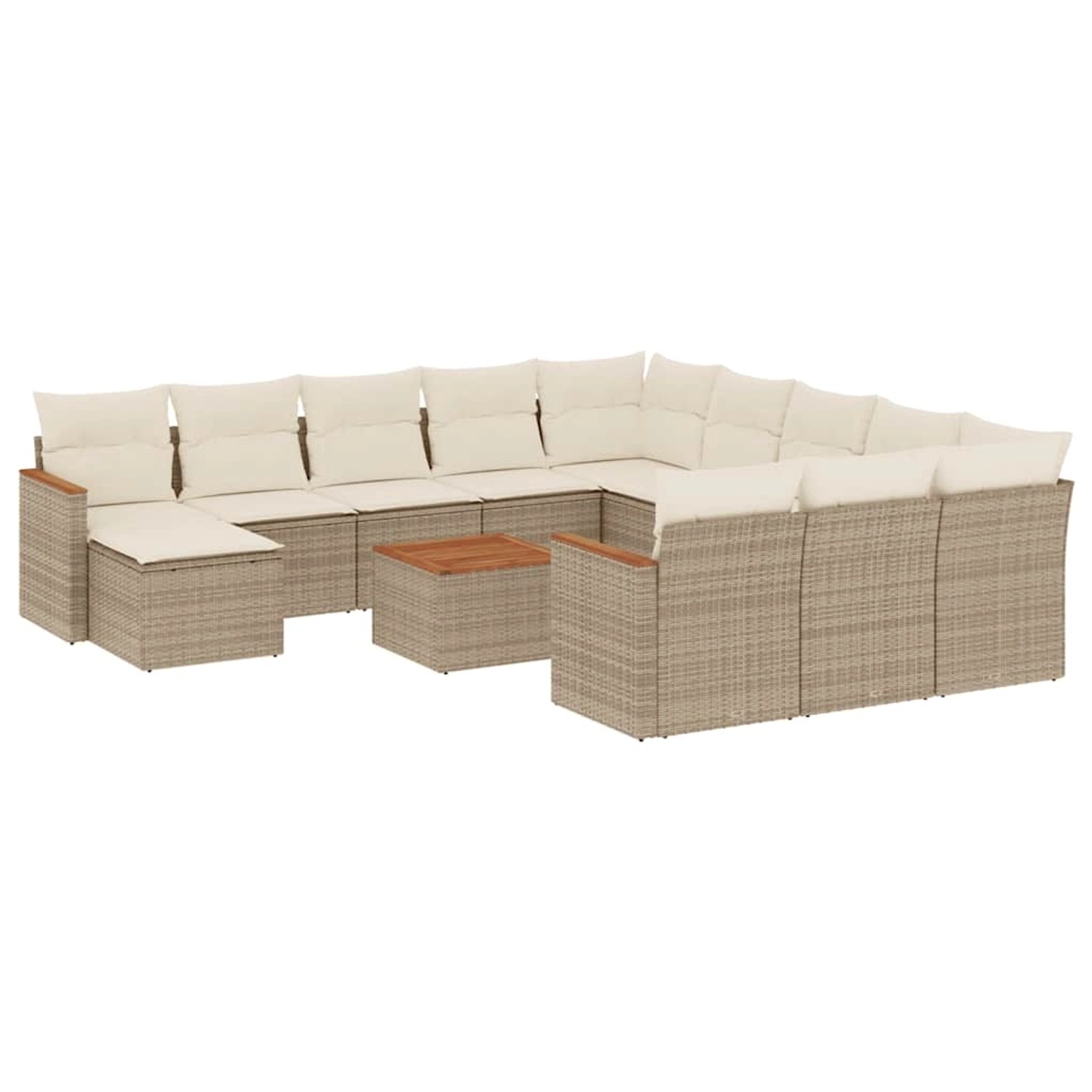vidaXL 13-Tlg Garten-Sofagarnitur mit Kissen Beige Poly Rattan 3226590 günstig online kaufen