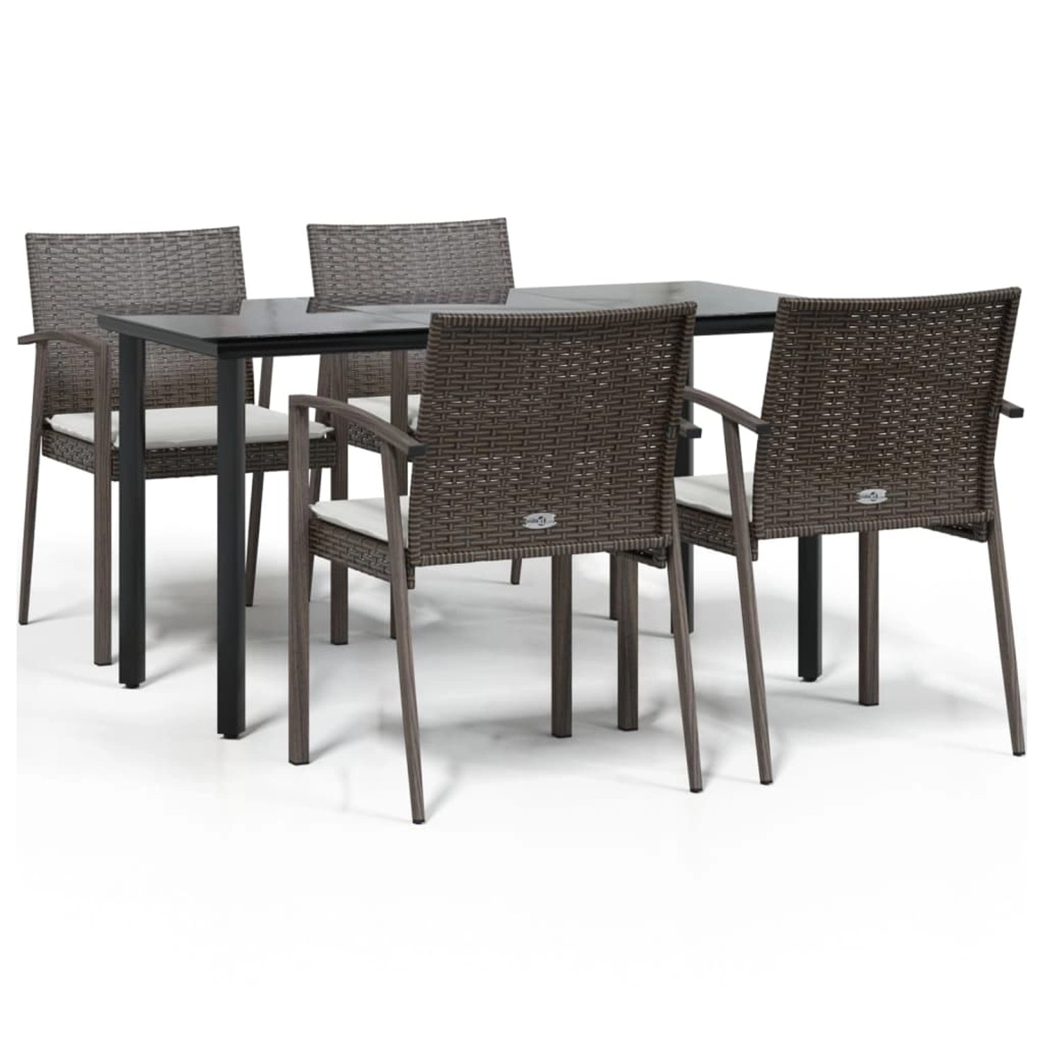 vidaXL 5-Tlg Garten-Essgruppe mit Kissen Poly Rattan und Stahl 3186989 günstig online kaufen