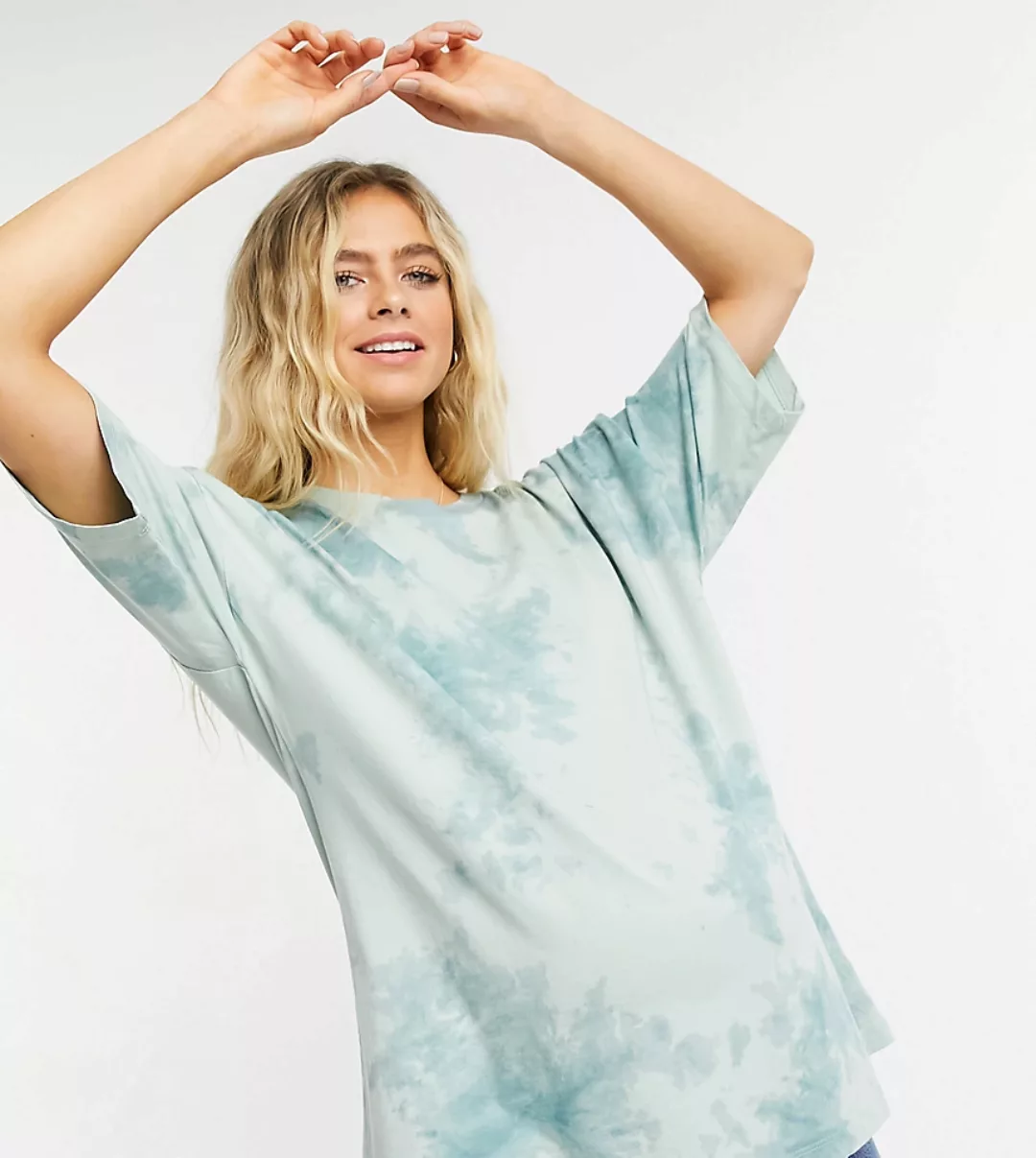 ASOS DESIGN Maternity – Oversize-T-Shirt in verwaschenem Mintgrün mit Ton-i günstig online kaufen
