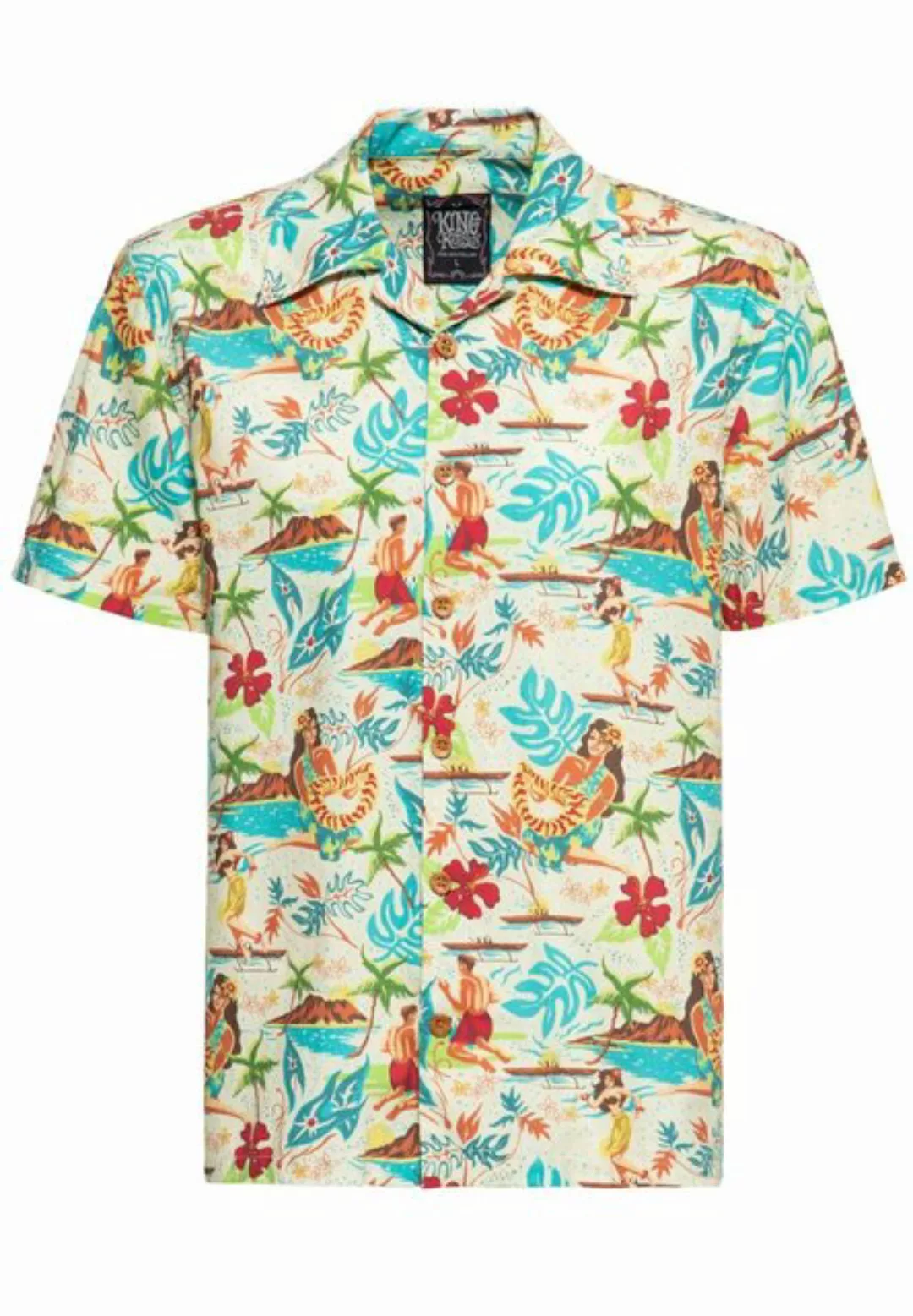 KingKerosin Kurzarmhemd mit Tropical Hawaiian Style günstig online kaufen