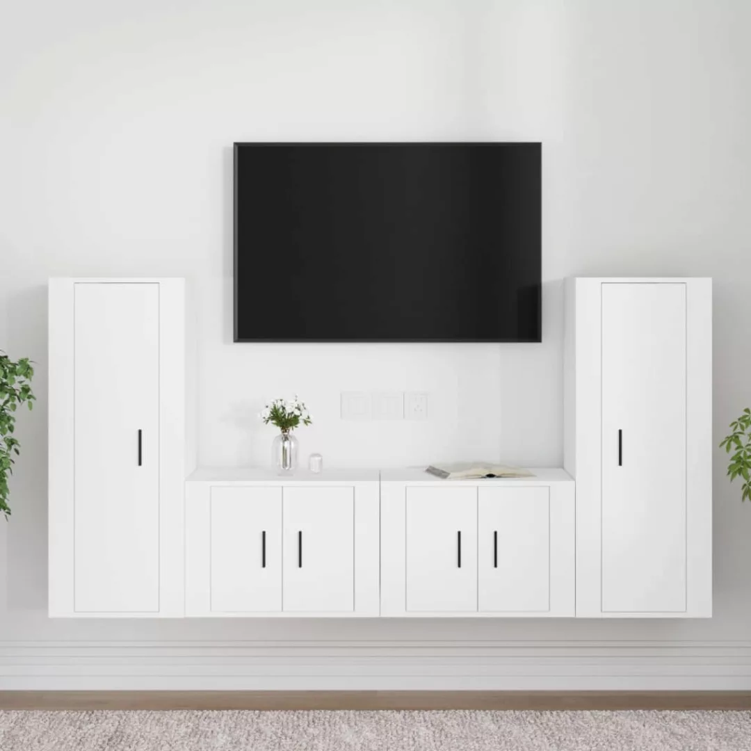 Vidaxl 4-tlg. Tv-schrank-set Weiß Holzwerkstoff günstig online kaufen