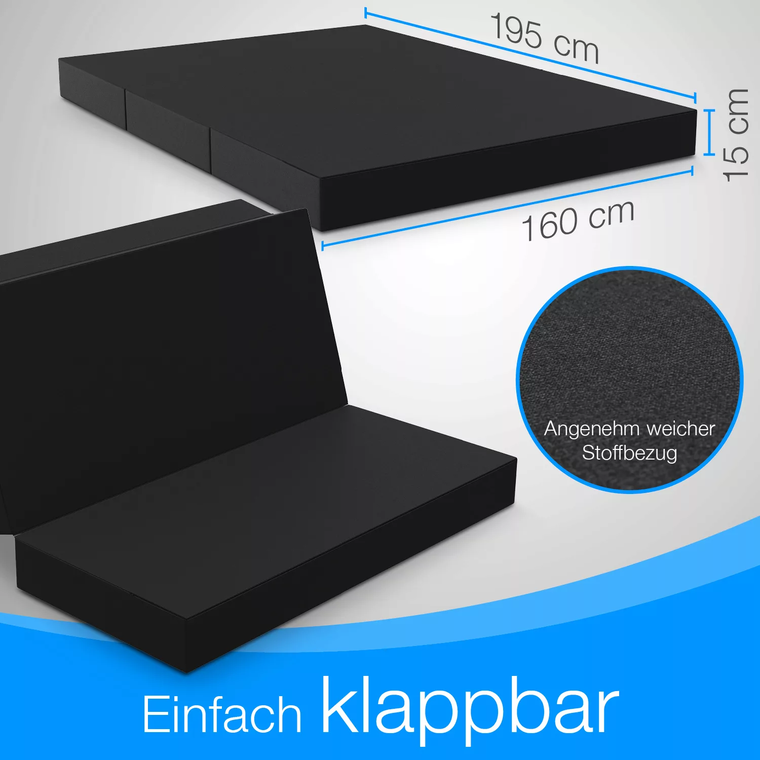 Bestschlaf Klappmatratze Gästematratze, 160x195x15 cm, schwarz günstig online kaufen