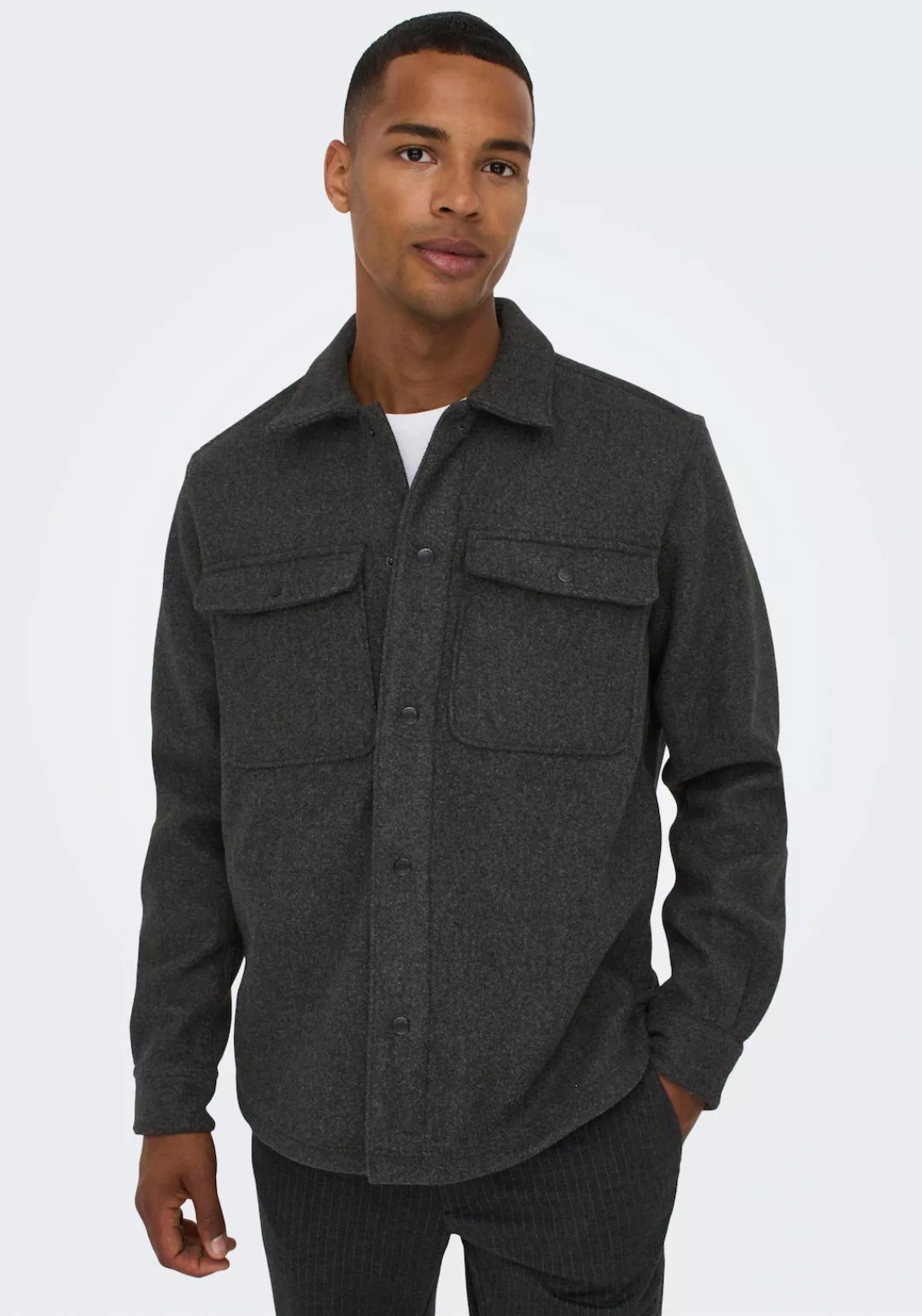 ONLY & SONS Langarmhemd "ONSASH OVR WOOLEN LOOK PKT LS SHIRT NOOS" günstig online kaufen