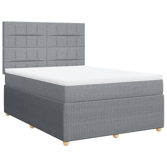 vidaXL Boxspringbett, Boxspringbett mit Matratze Hellgrau 160x200 cm Stoff günstig online kaufen