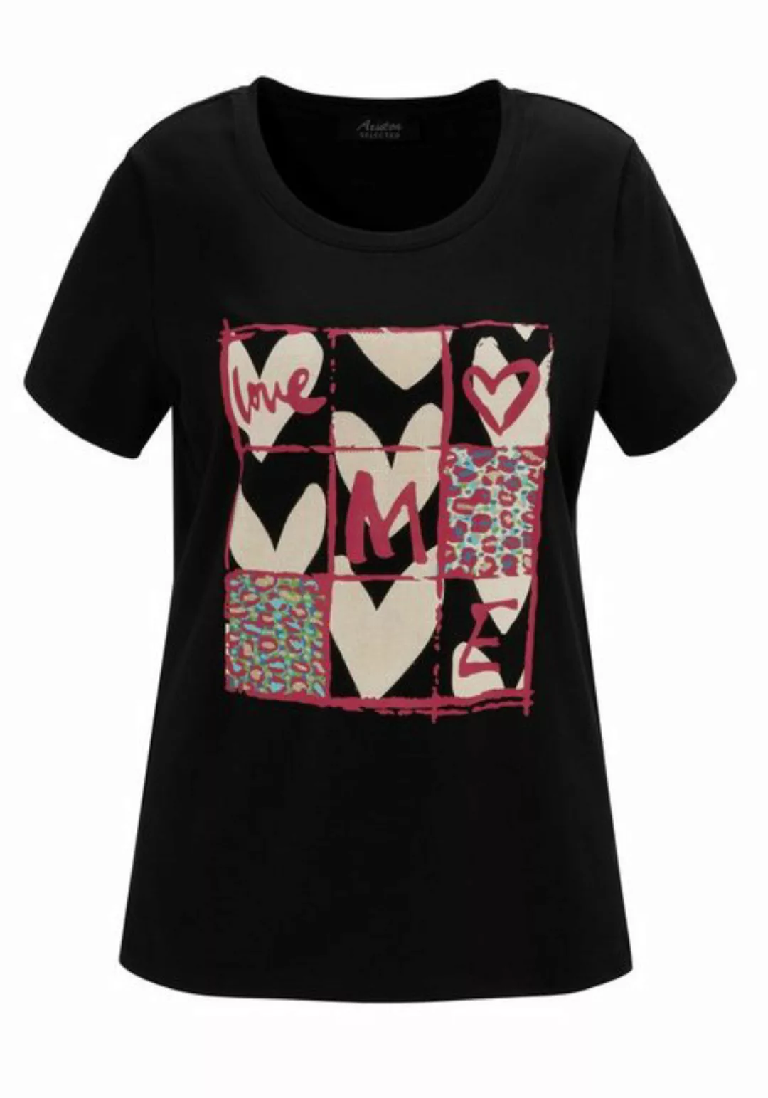 Aniston SELECTED T-Shirt, mit Herzdruck, Animal-Print und Glitzerdetails günstig online kaufen