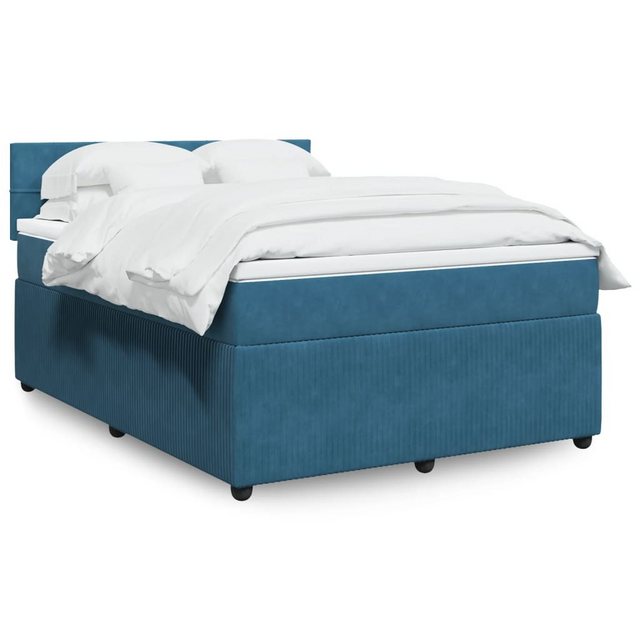 vidaXL Boxspringbett, Boxspringbett mit Matratze Blau 140x200 cm Samt günstig online kaufen