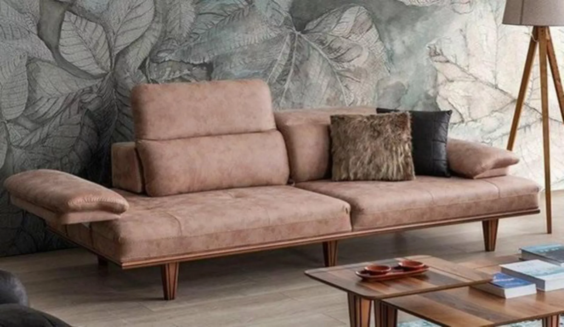 Xlmoebel Sofa Dreisitzer Polster Sofa in Altrosa für das Wohnzimmer aus Tex günstig online kaufen