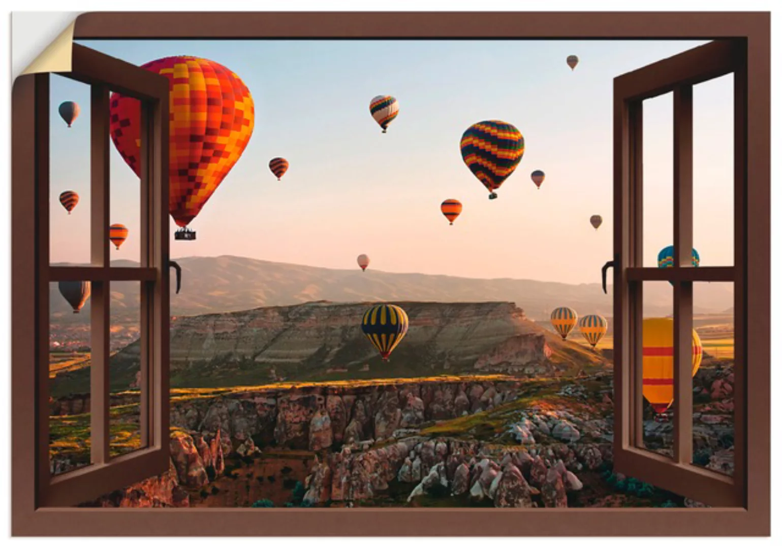 Artland Wandbild "Fensterblick Kappadokien Ballonfahrt", Ballonfahren, (1 S günstig online kaufen