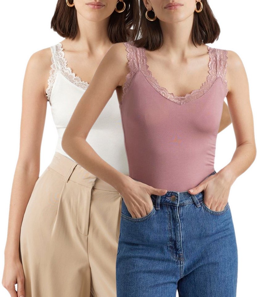 Vero Moda Spitzentop (Set, 2er-Pack) Basic Tank Top Unifarben im Doppelpack günstig online kaufen