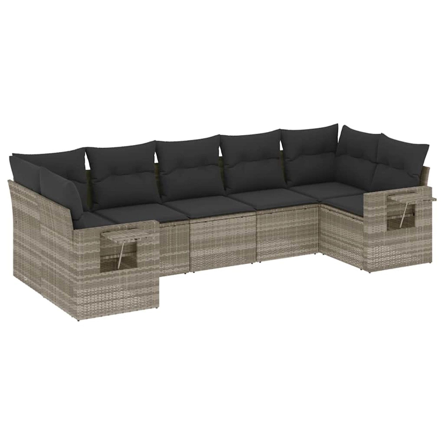 vidaXL 7-Tlg Garten-Sofagarnitur mit Kissen Hellgrau Poly Rattan 3220591 günstig online kaufen