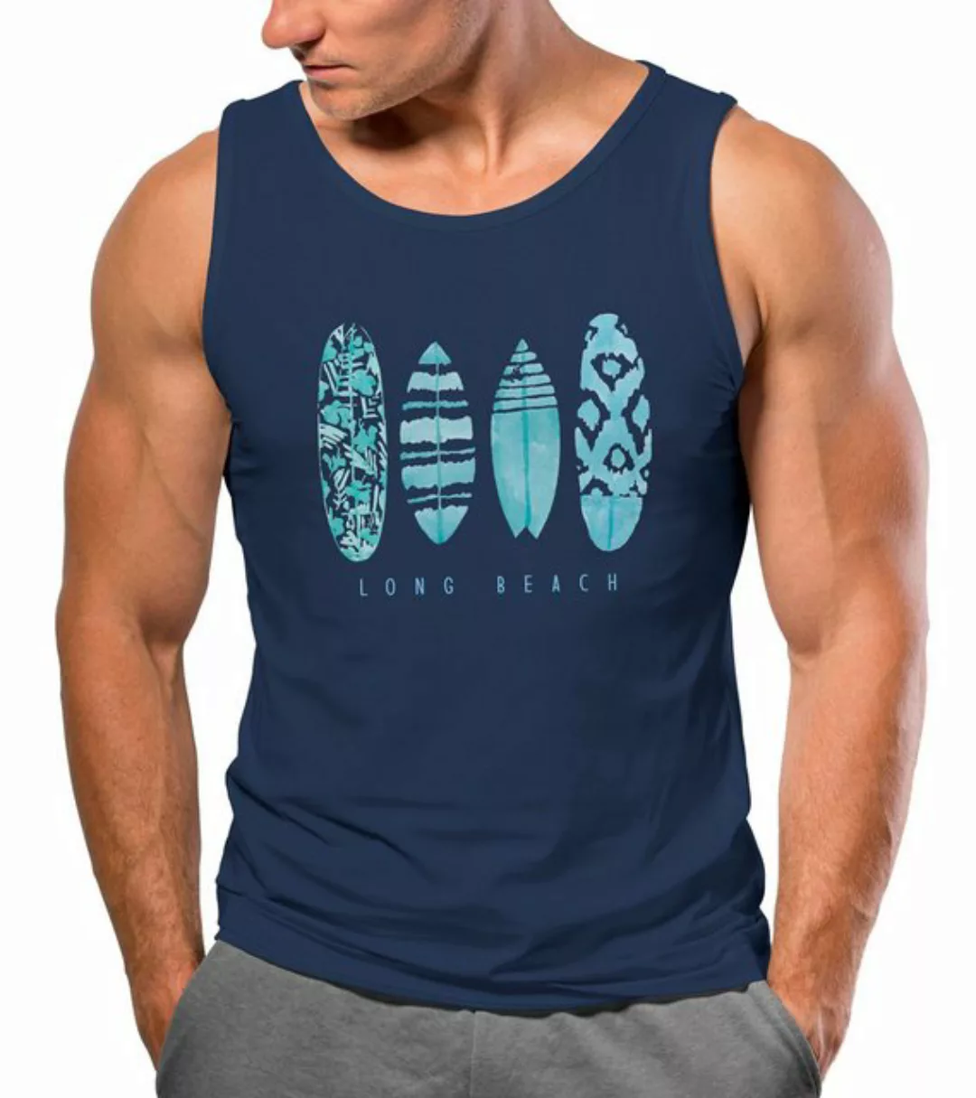 Neverless Tanktop Herren Tank-Top Surfing Fashion Aufdruck Long Beach Surfb günstig online kaufen