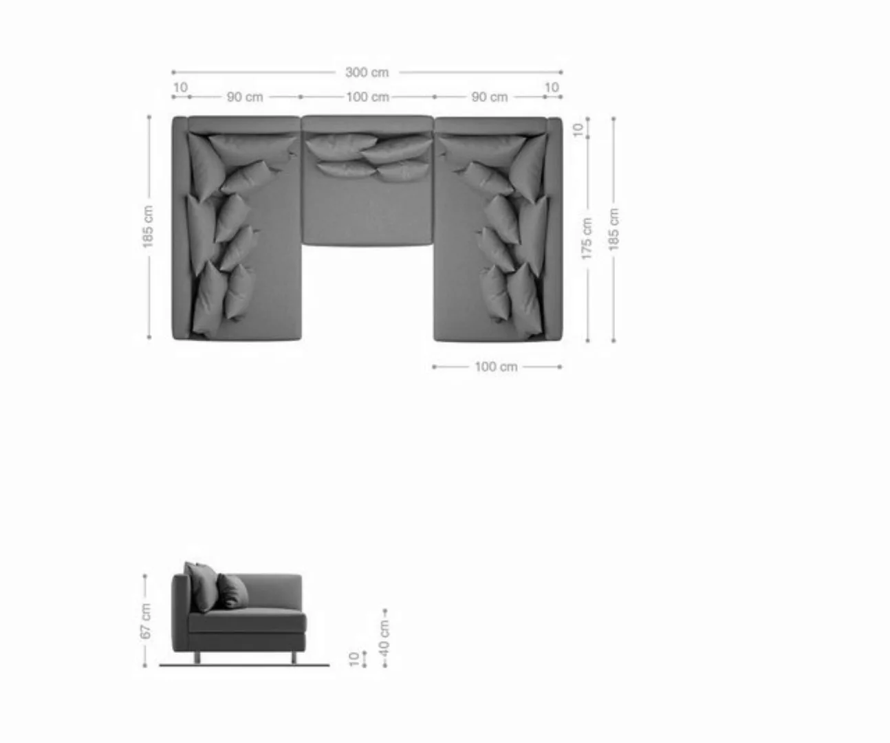 DELIFE Wohnlandschaft Clovis, Weiss Hellgrau Wohnlandschaft Modulares Sofa günstig online kaufen