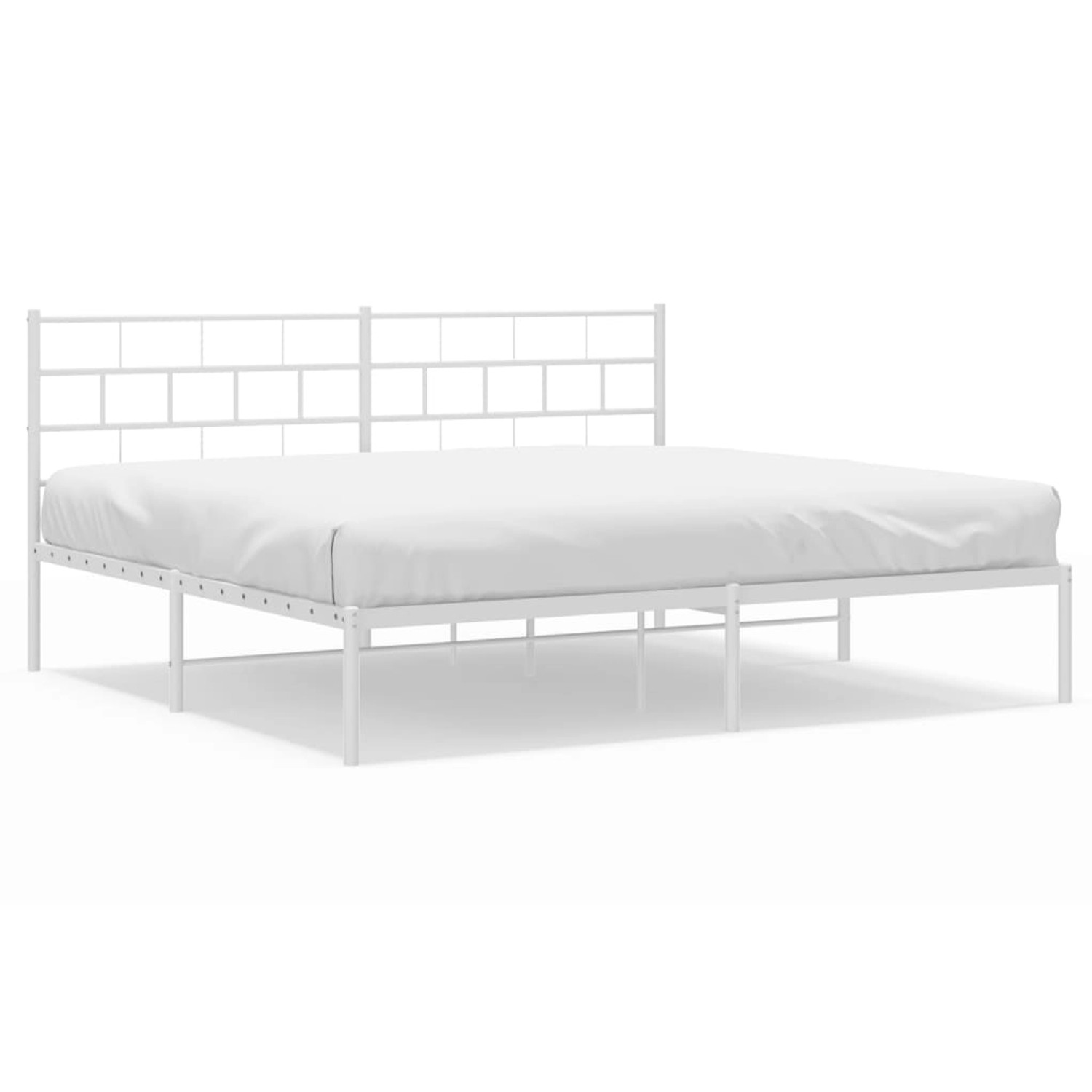 vidaXL Bettgestell, Bettrahmen mit Kopfteil Metall Weiß 193x203 cm günstig online kaufen