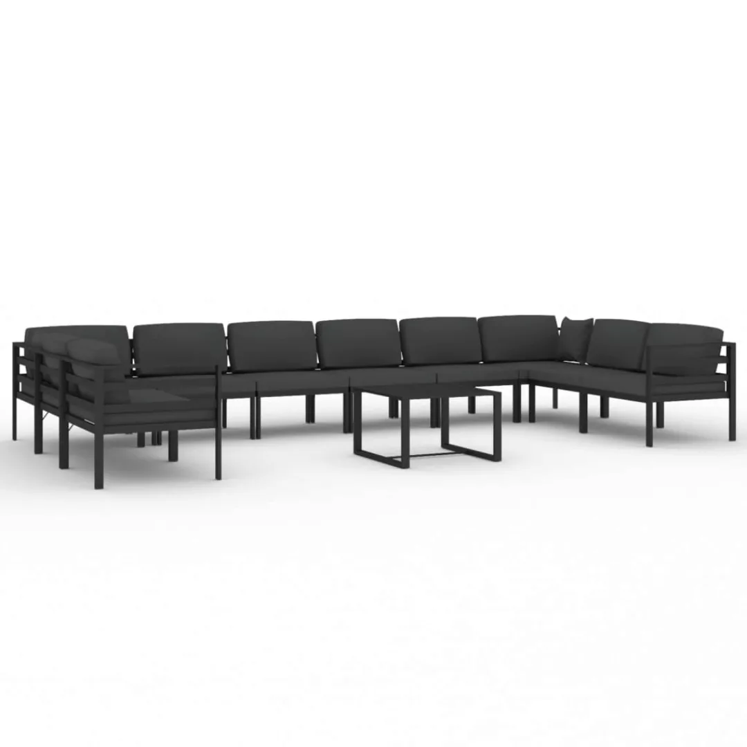 Vidaxl 11-tlg. Garten-lounge-set Mit Kissen Aluminium Anthrazit günstig online kaufen