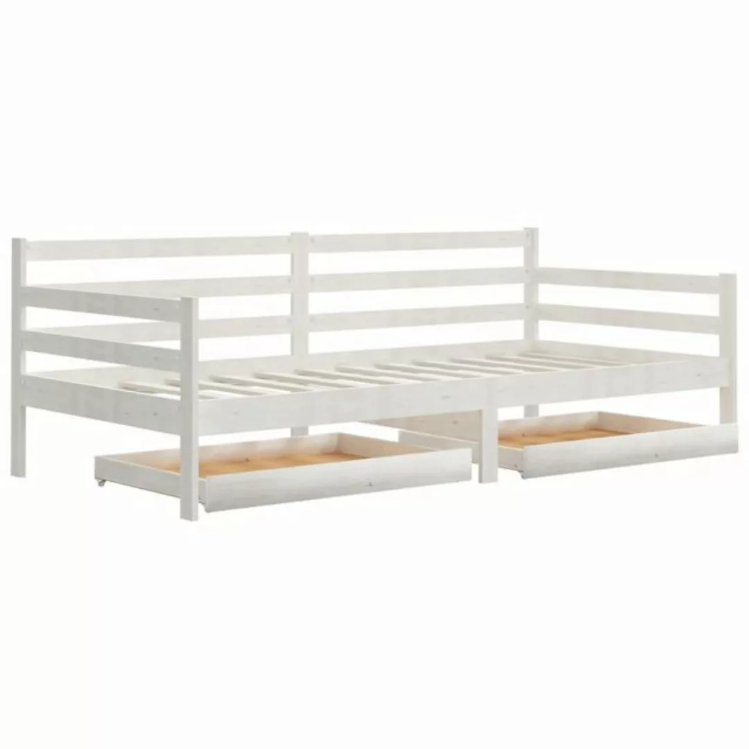 furnicato Bett Tagesbett mit Schubladen 90x200 cm Weiß Massivholz Kiefer günstig online kaufen
