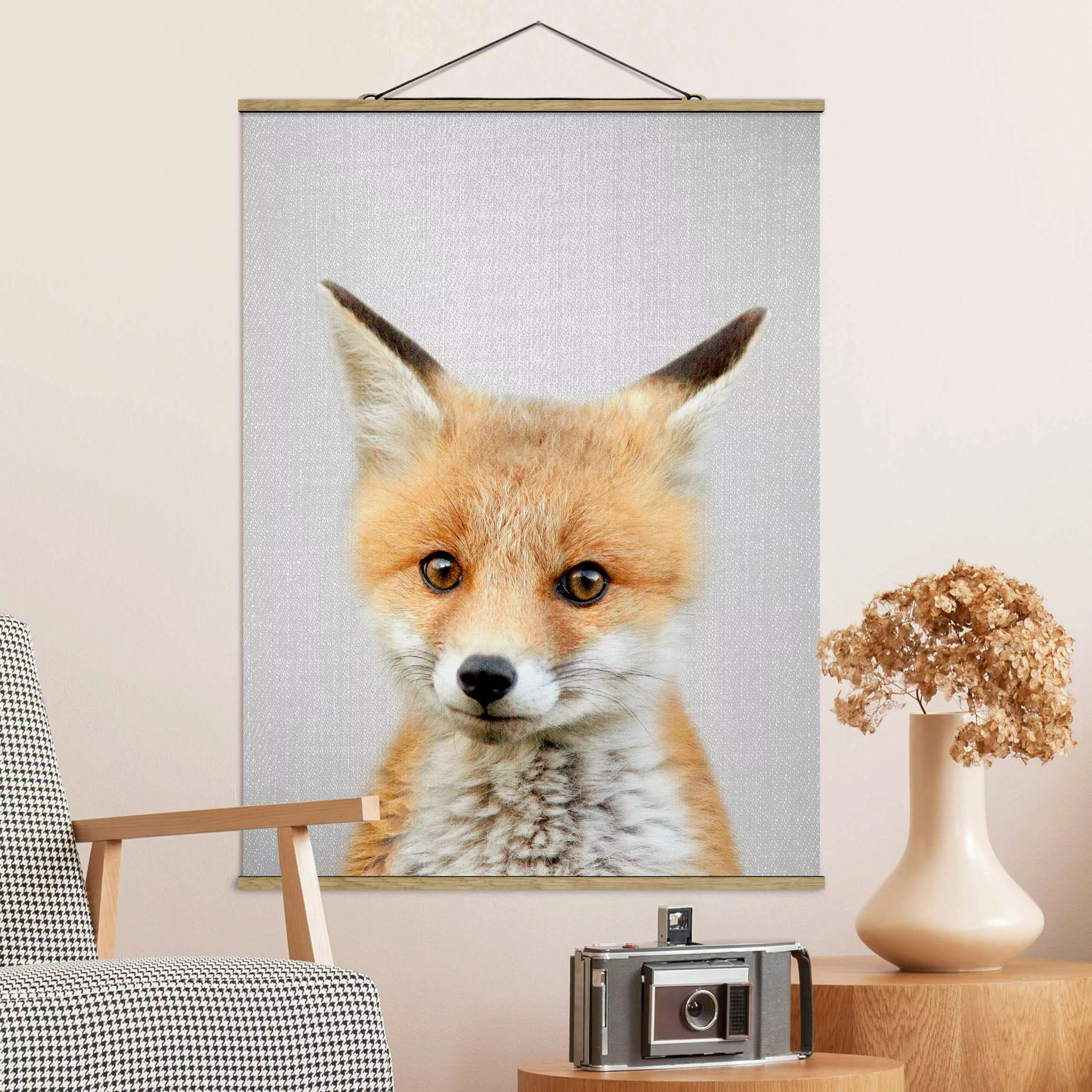 Stoffbild mit Posterleisten Baby Fuchs Fritz günstig online kaufen