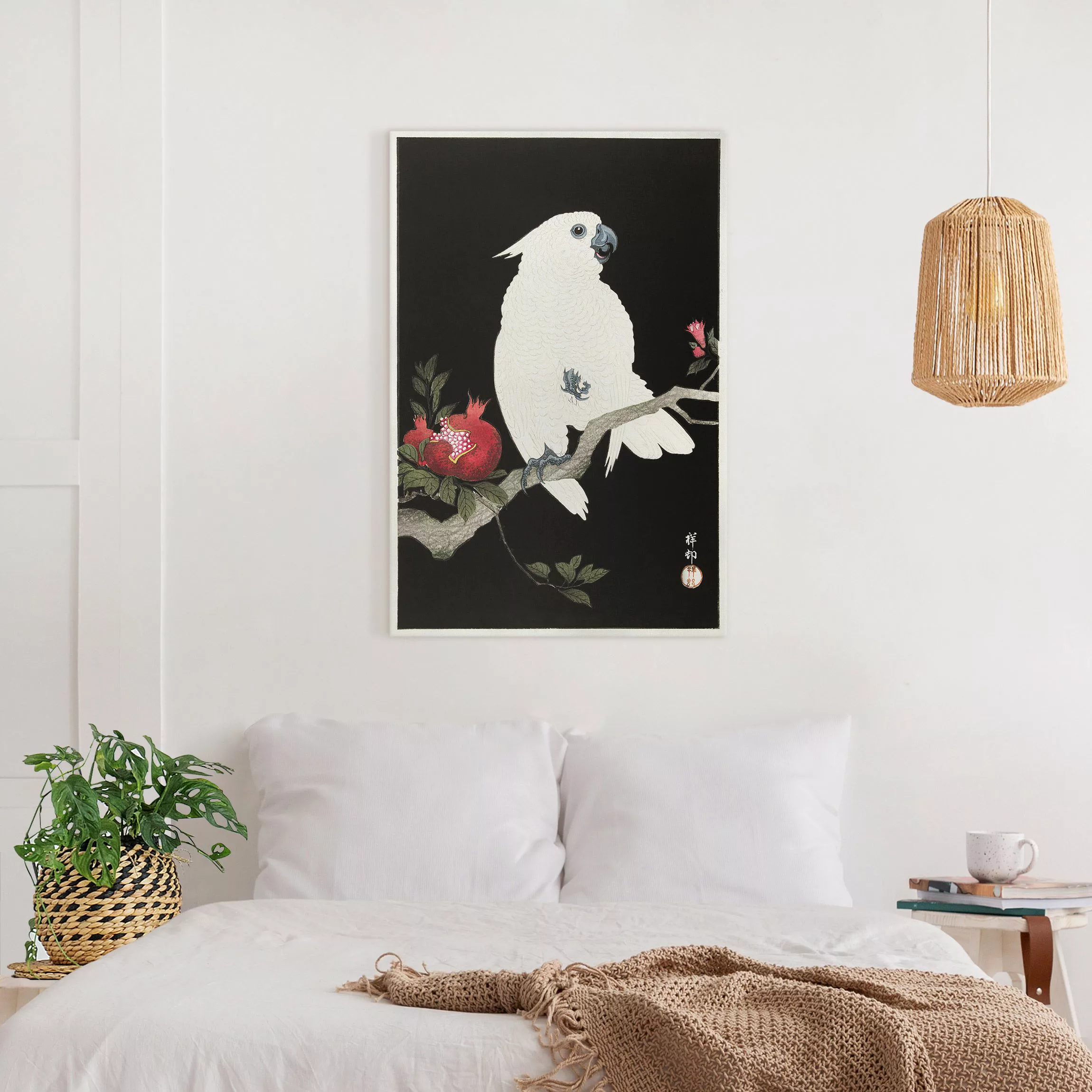 Leinwandbild Asiatische Vintage Illustration Weißer Kakadu günstig online kaufen